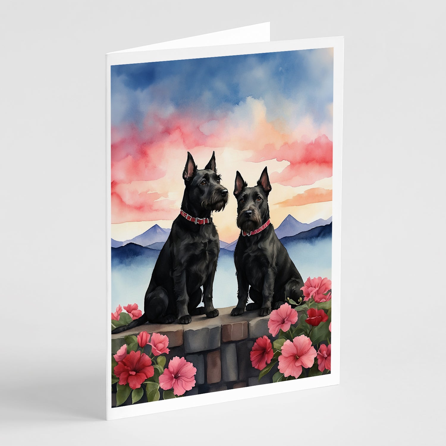 Buy this Scottish Terrier Two Hearts Greeting Cards Pack of 8
