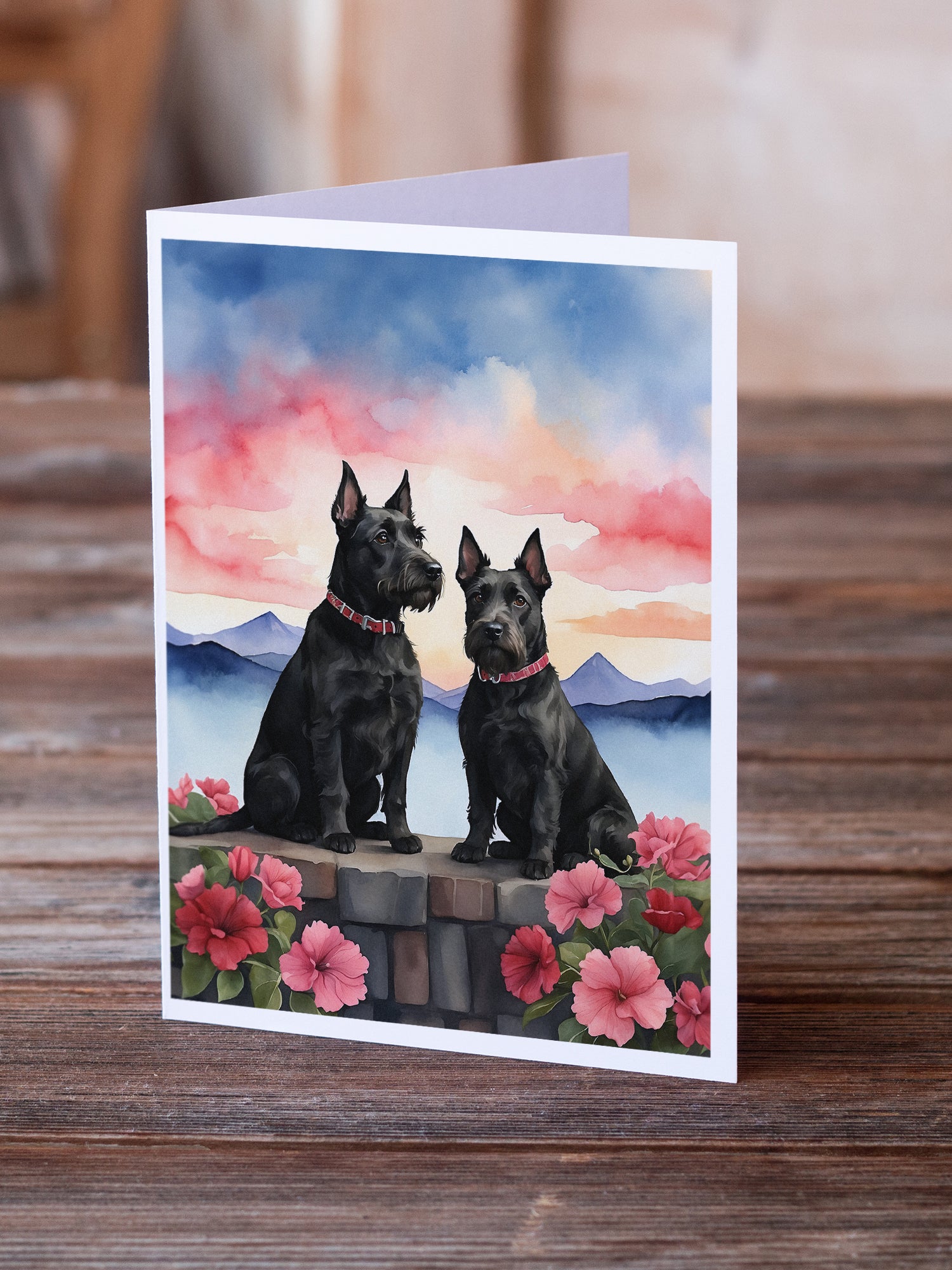 Buy this Scottish Terrier Two Hearts Greeting Cards Pack of 8