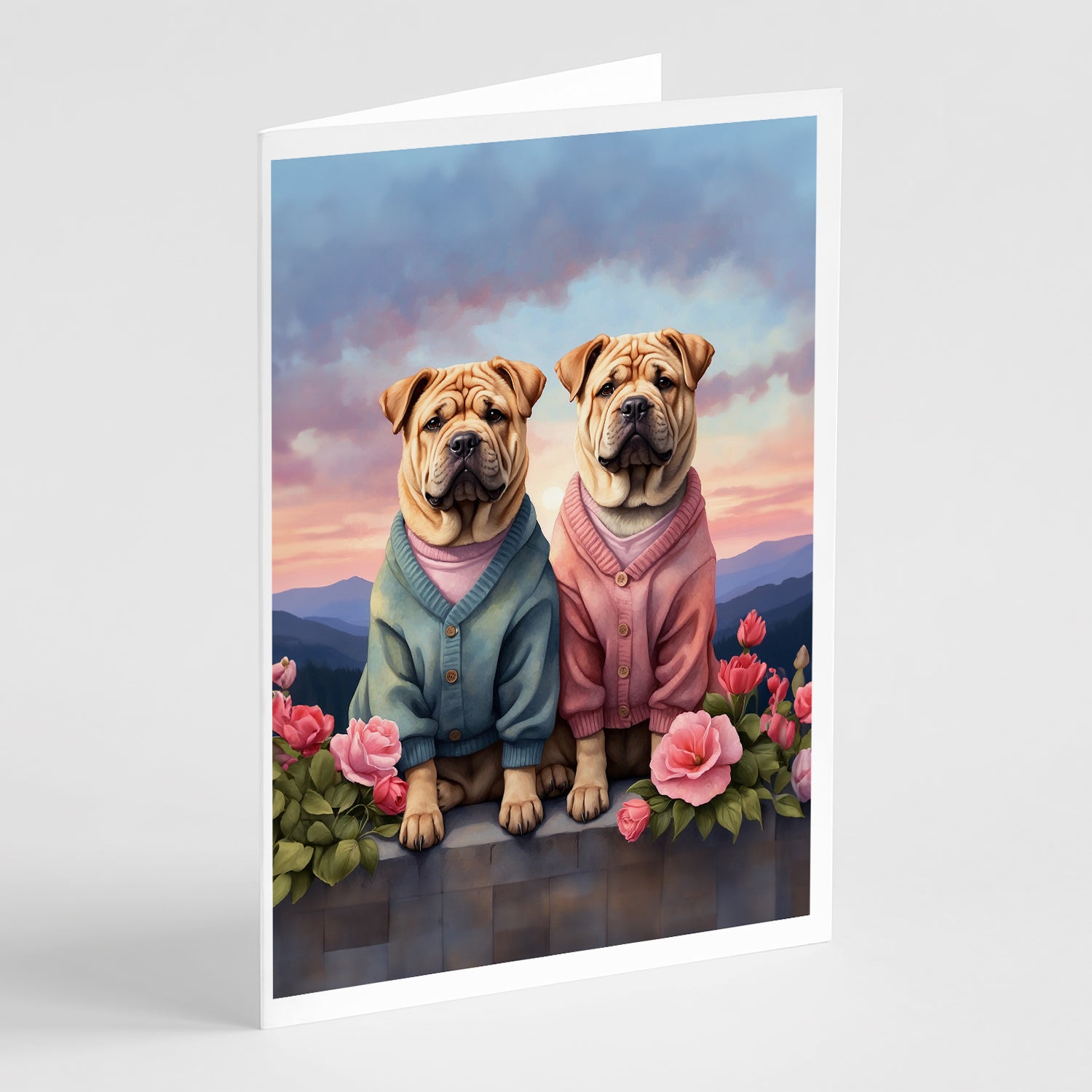 Buy this Shar Pei Two Hearts Greeting Cards Pack of 8