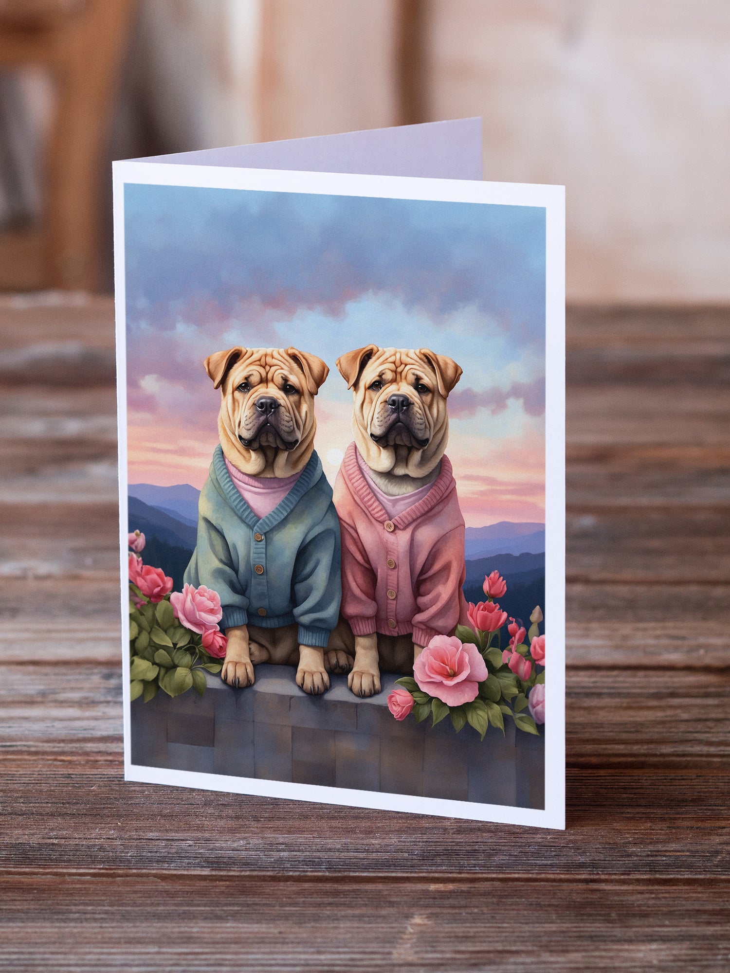 Buy this Shar Pei Two Hearts Greeting Cards Pack of 8