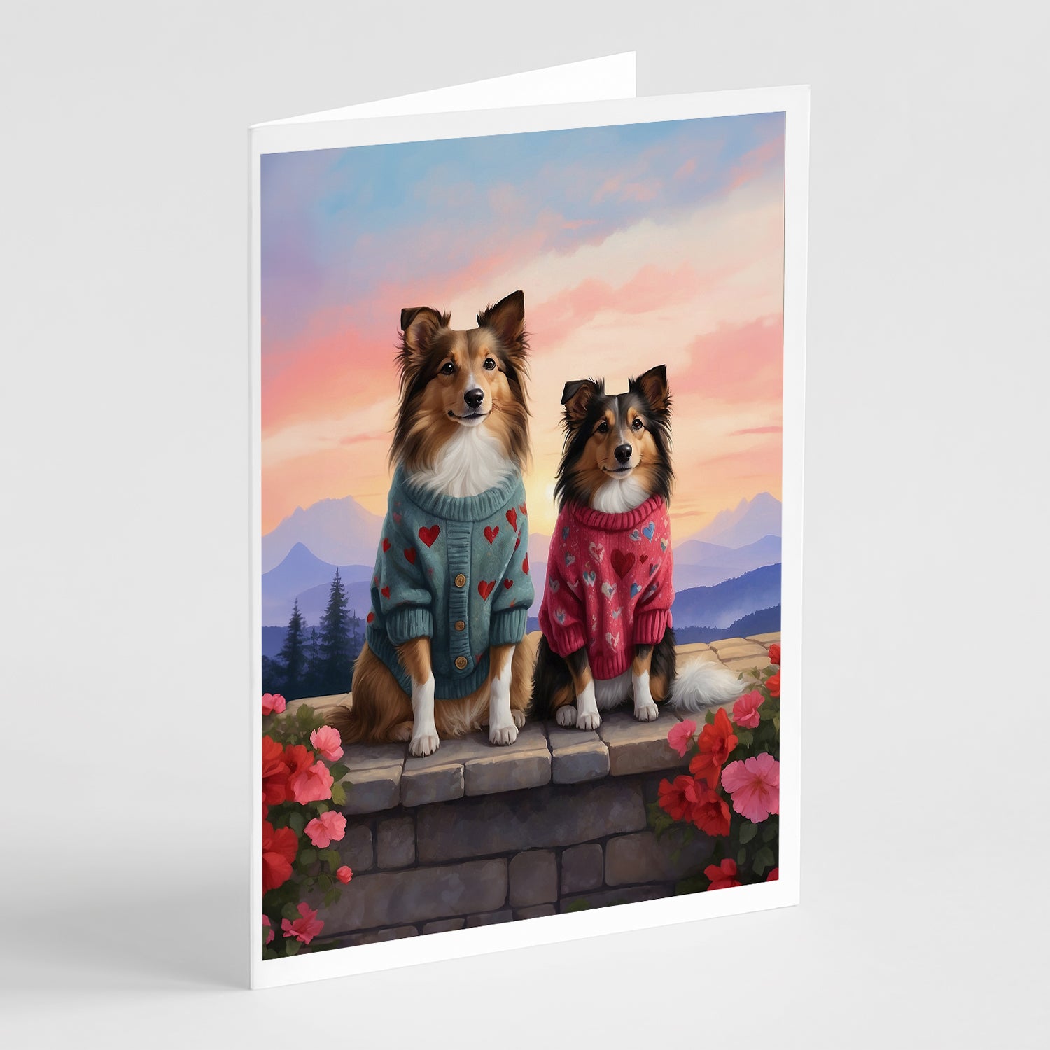 Buy this Sheltie Two Hearts Greeting Cards Pack of 8