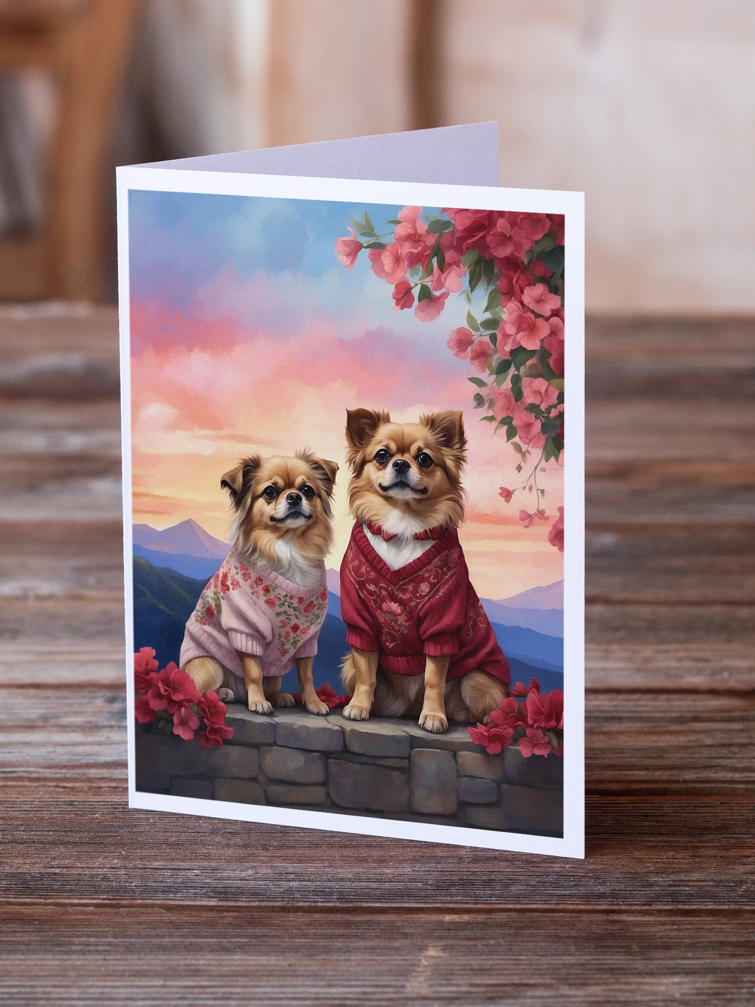 Tibetan Spaniel Two Hearts Greeting Cards Pack of 8