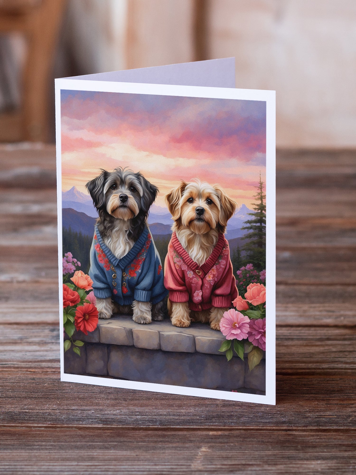 Tibetan Terrier Two Hearts Greeting Cards Pack of 8
