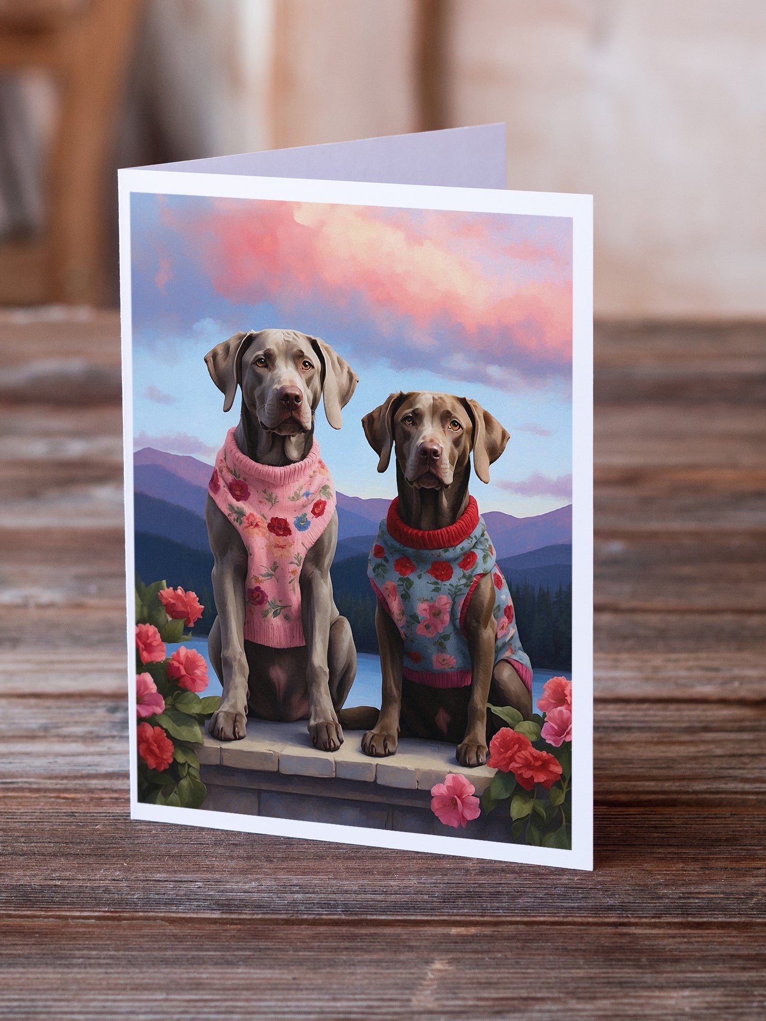 Buy this Weimaraner Two Hearts Greeting Cards Pack of 8