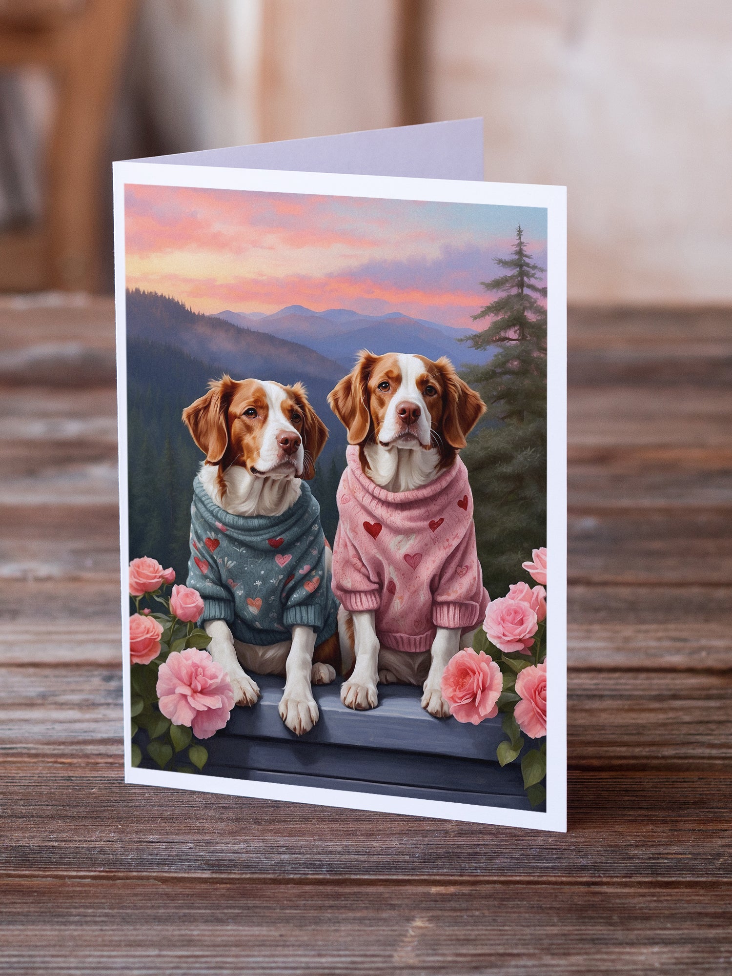 Welsh Springer Spaniel Two Hearts Greeting Cards Pack of 8