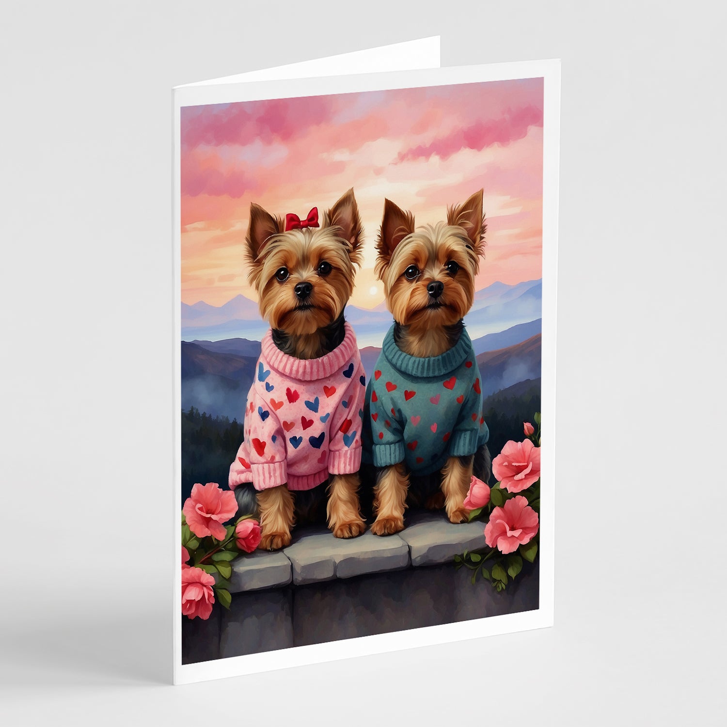 Buy this Yorkshire Terrier Two Hearts Greeting Cards Pack of 8