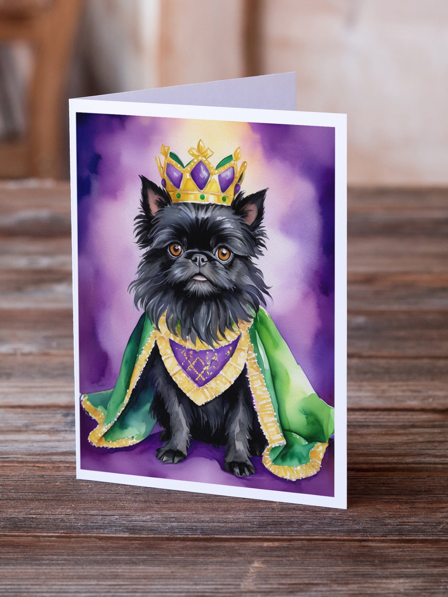 Buy this Affenpinscher King of Mardi Gras Greeting Cards Pack of 8