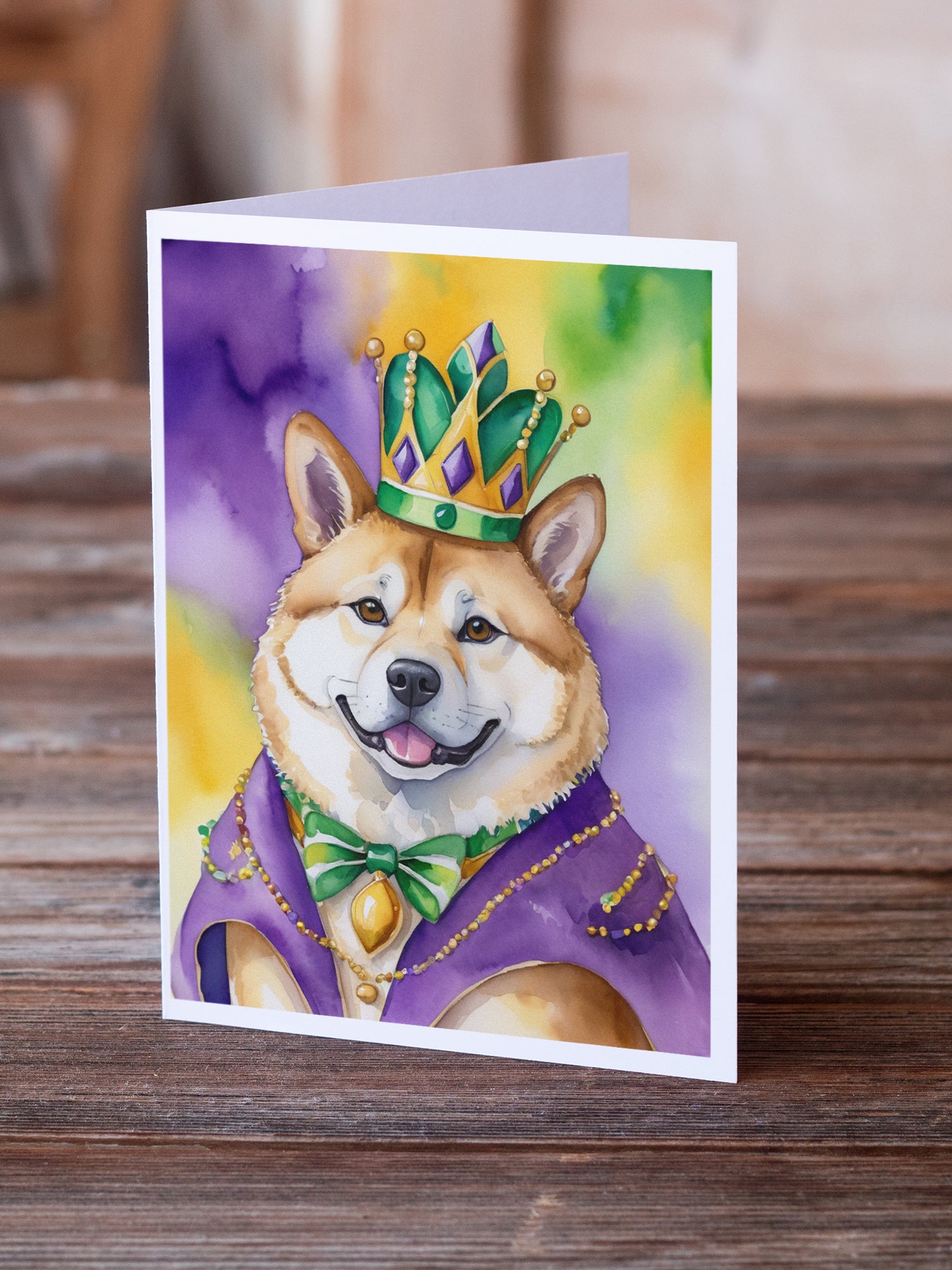 Buy this Akita King of Mardi Gras Greeting Cards Pack of 8