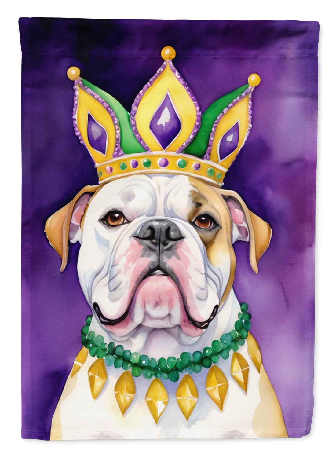 Buy this American Bulldog King of Mardi Gras Garden Flag