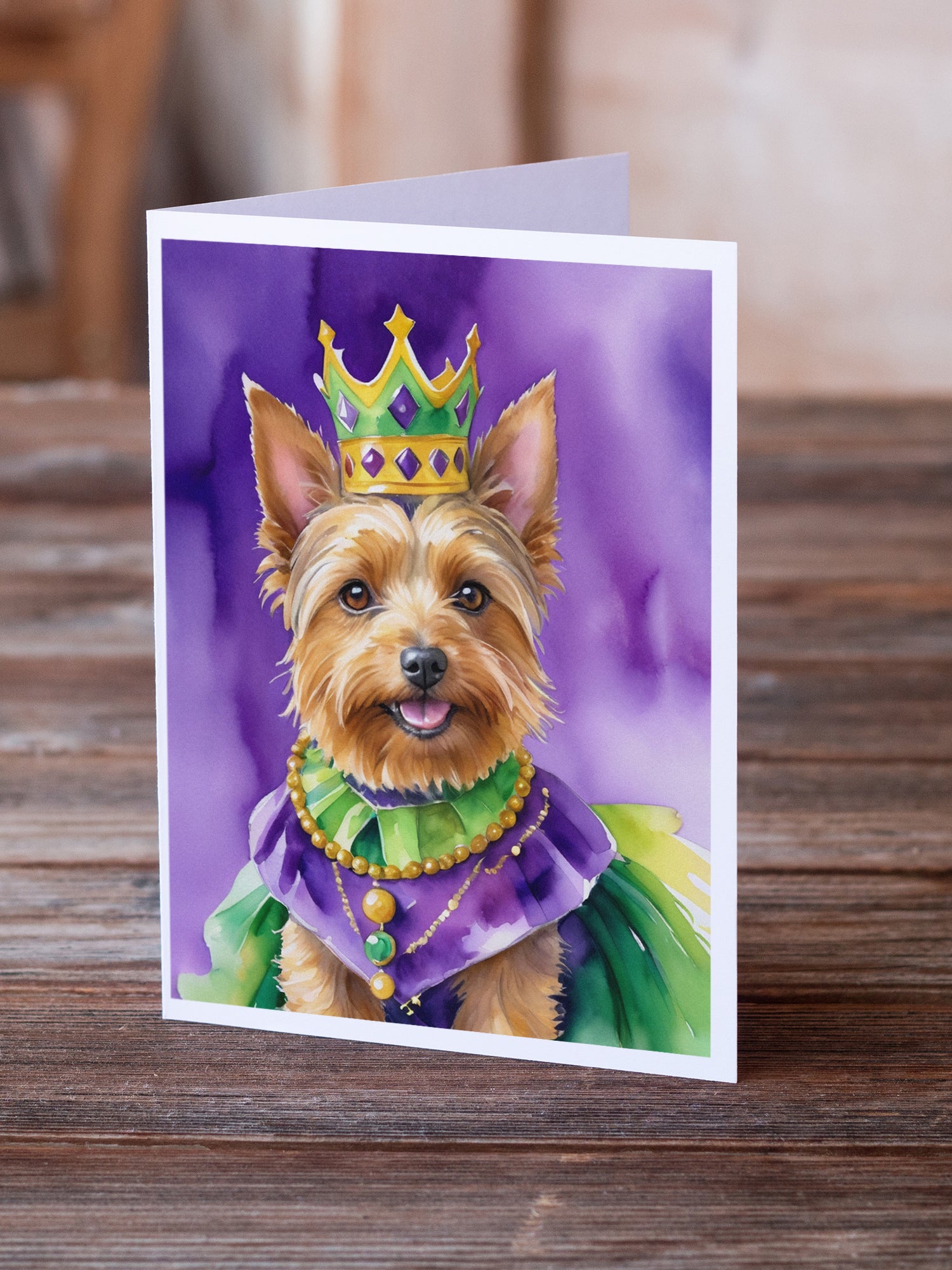Buy this Australian Terrier King of Mardi Gras Greeting Cards Pack of 8