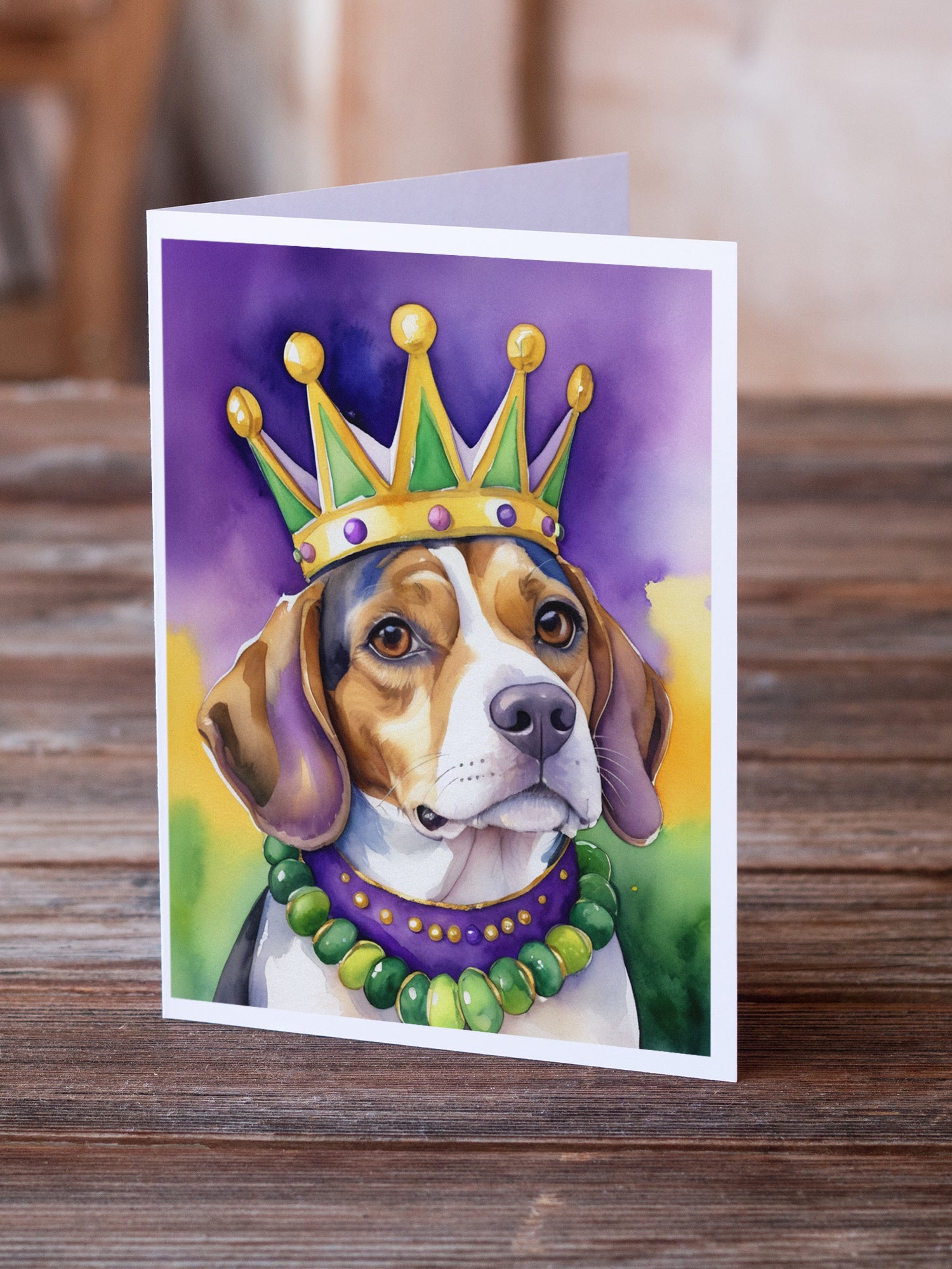 Buy this Beagle King of Mardi Gras Greeting Cards Pack of 8
