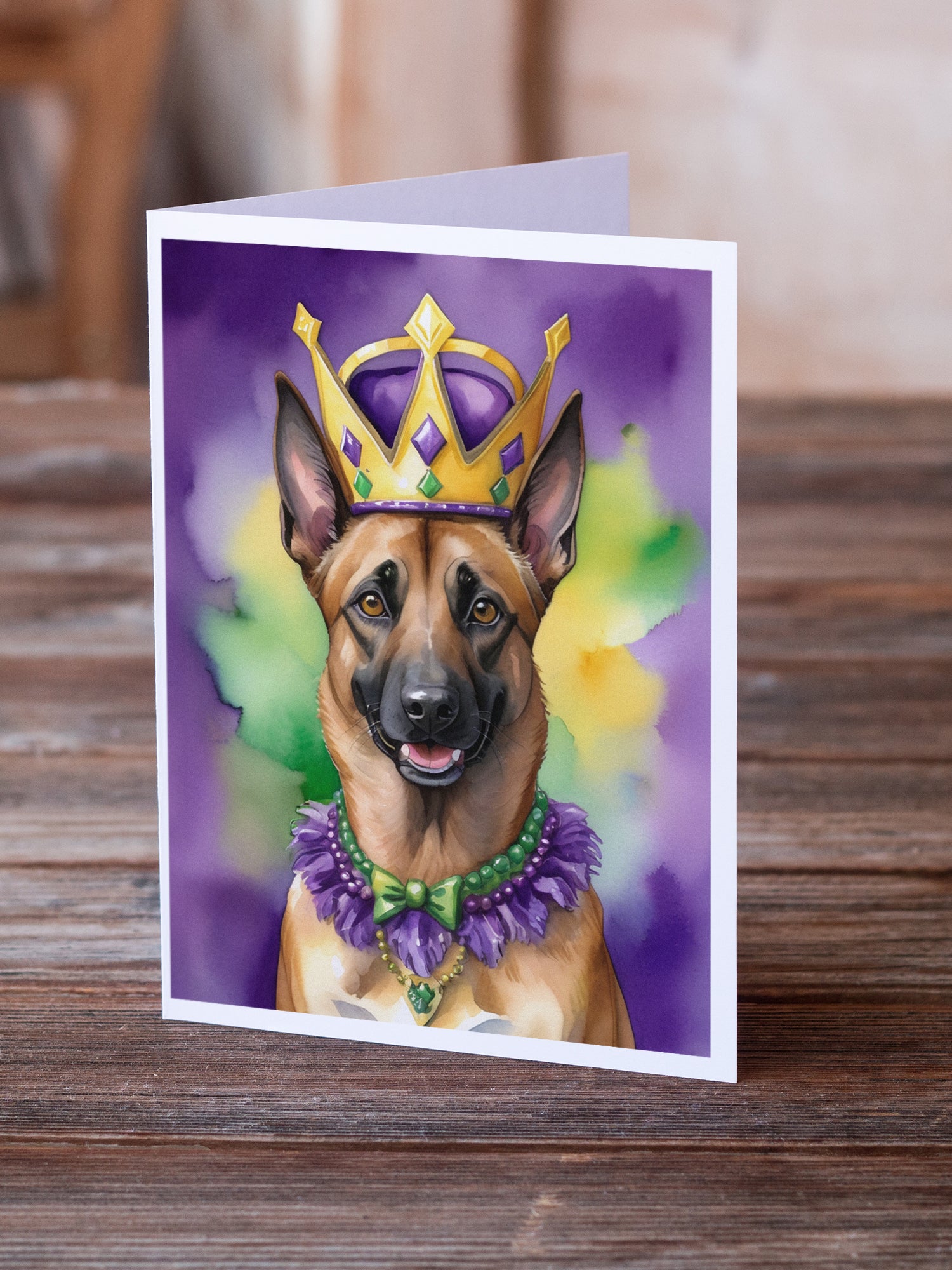 Buy this Belgian Malinois King of Mardi Gras Greeting Cards Pack of 8