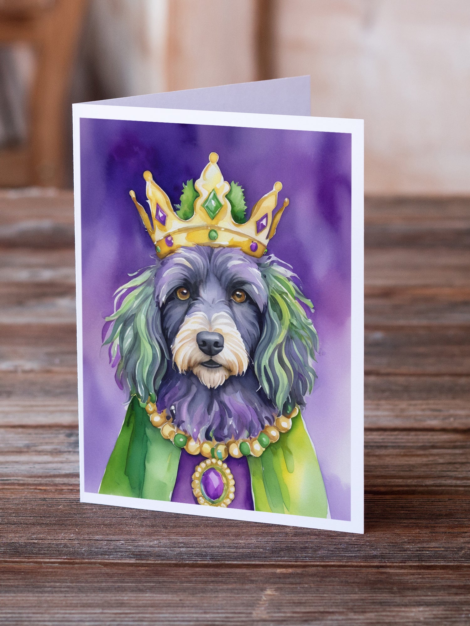 Buy this Bergamasco Sheepdog King of Mardi Gras Greeting Cards Pack of 8