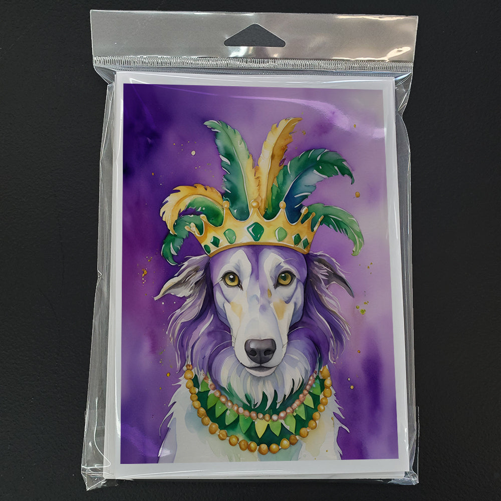Borzoi King of Mardi Gras Greeting Cards Pack of 8