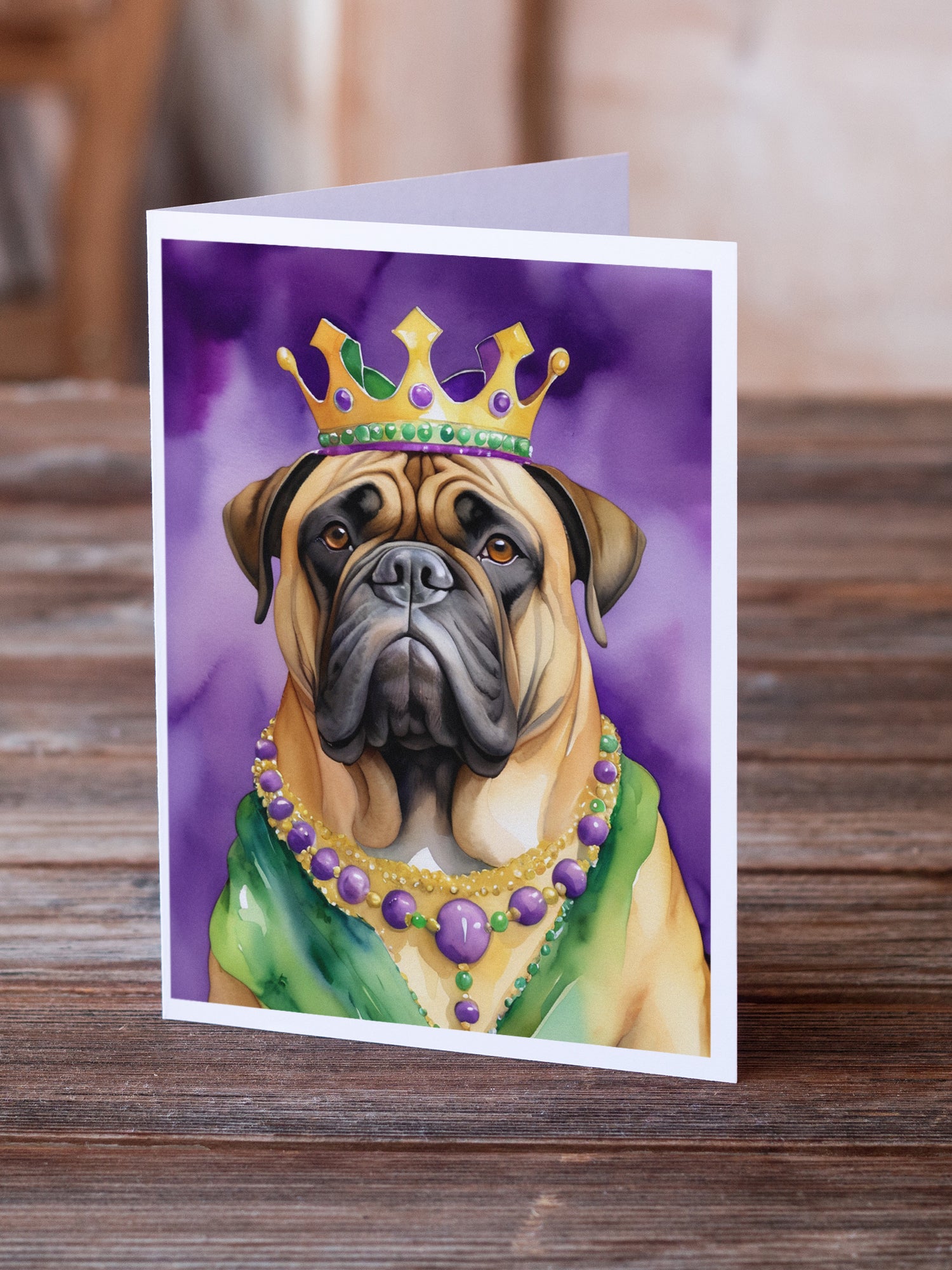Buy this Bullmastiff King of Mardi Gras Greeting Cards Pack of 8