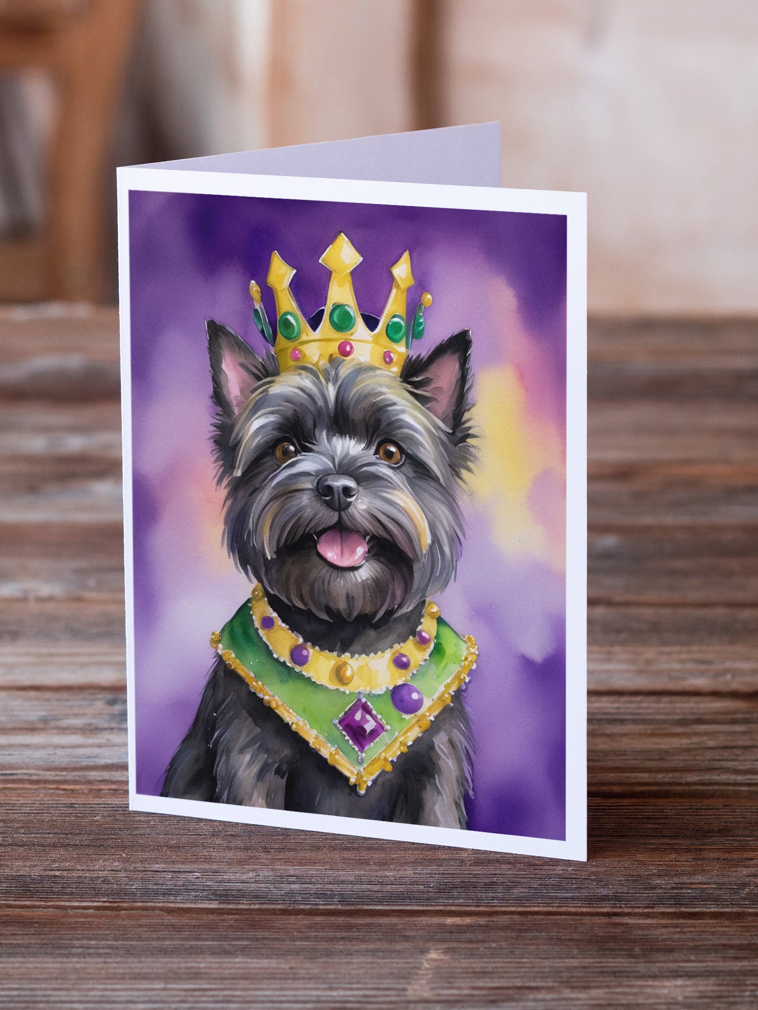 Buy this Cairn Terrier King of Mardi Gras Greeting Cards Pack of 8