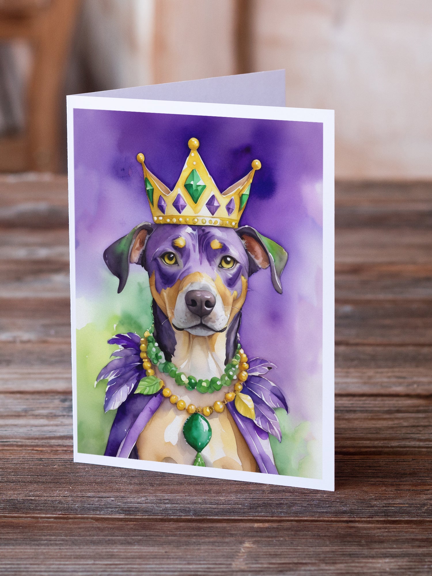 Catahoula King of Mardi Gras Greeting Cards Pack of 8