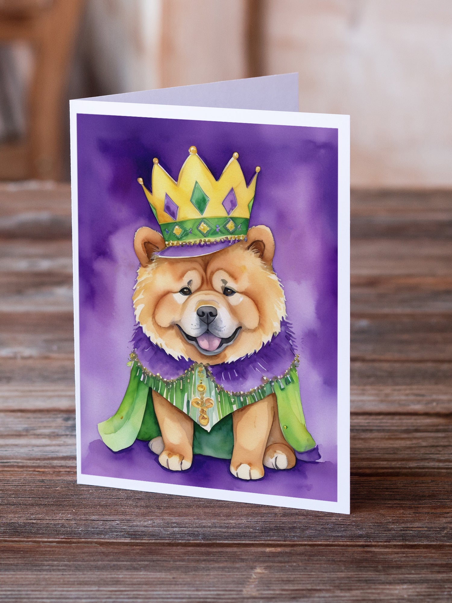Buy this Chow Chow King of Mardi Gras Greeting Cards Pack of 8