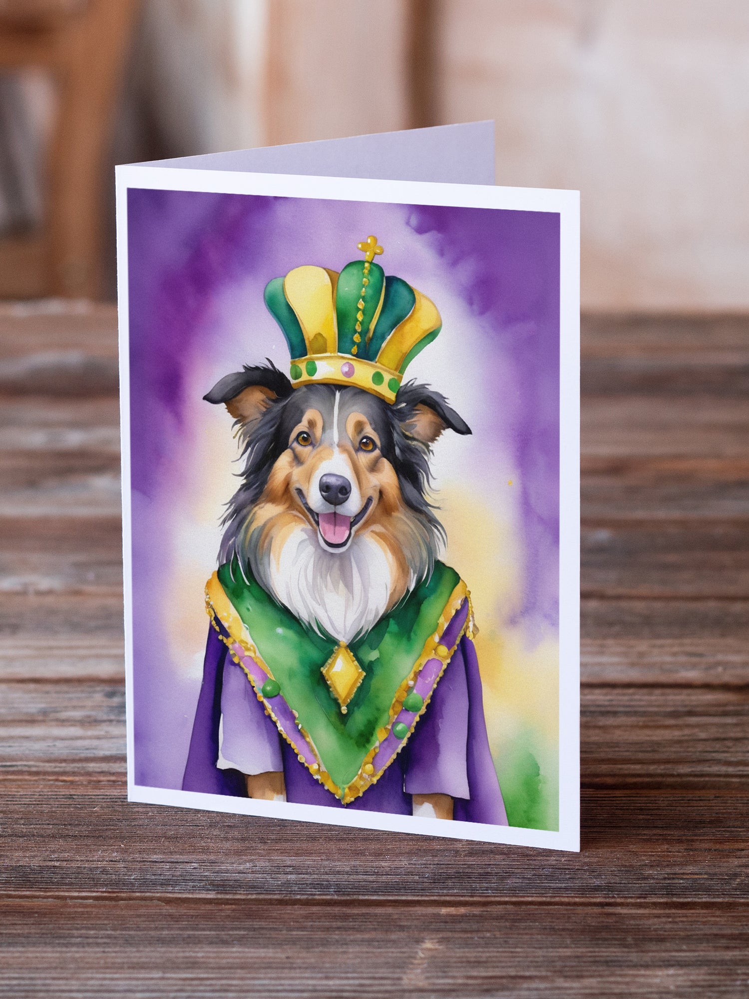 Buy this Collie King of Mardi Gras Greeting Cards Pack of 8