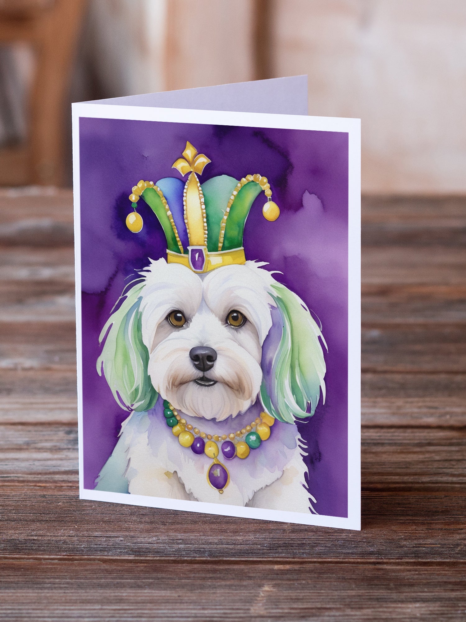 Buy this Coton de Tulear King of Mardi Gras Greeting Cards Pack of 8