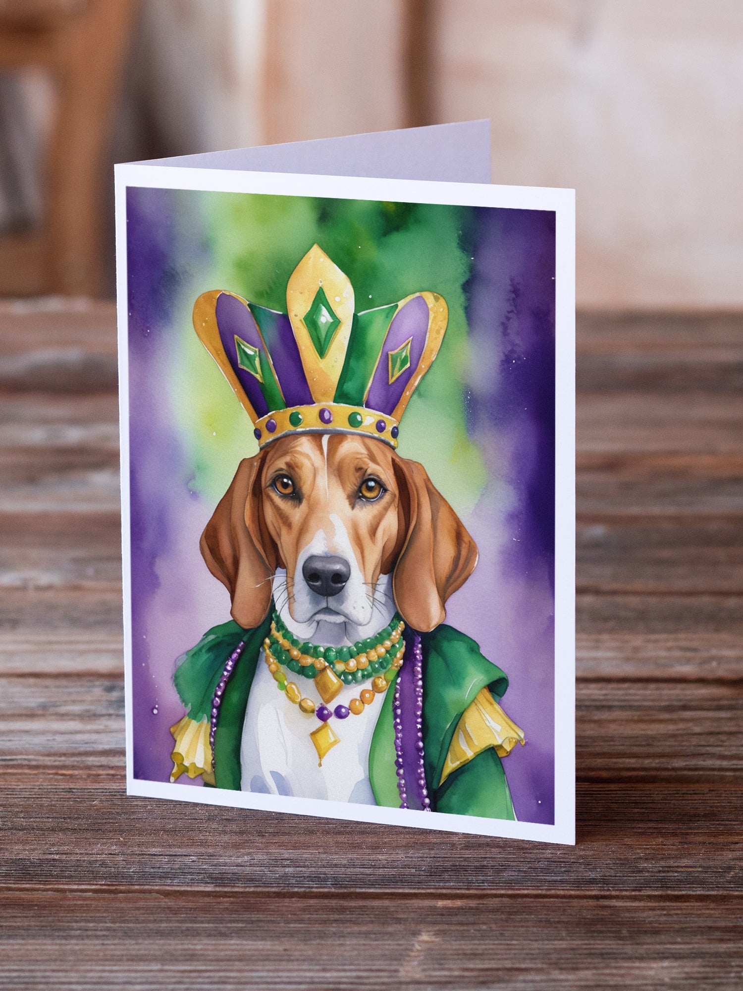 Buy this English Foxhound King of Mardi Gras Greeting Cards Pack of 8