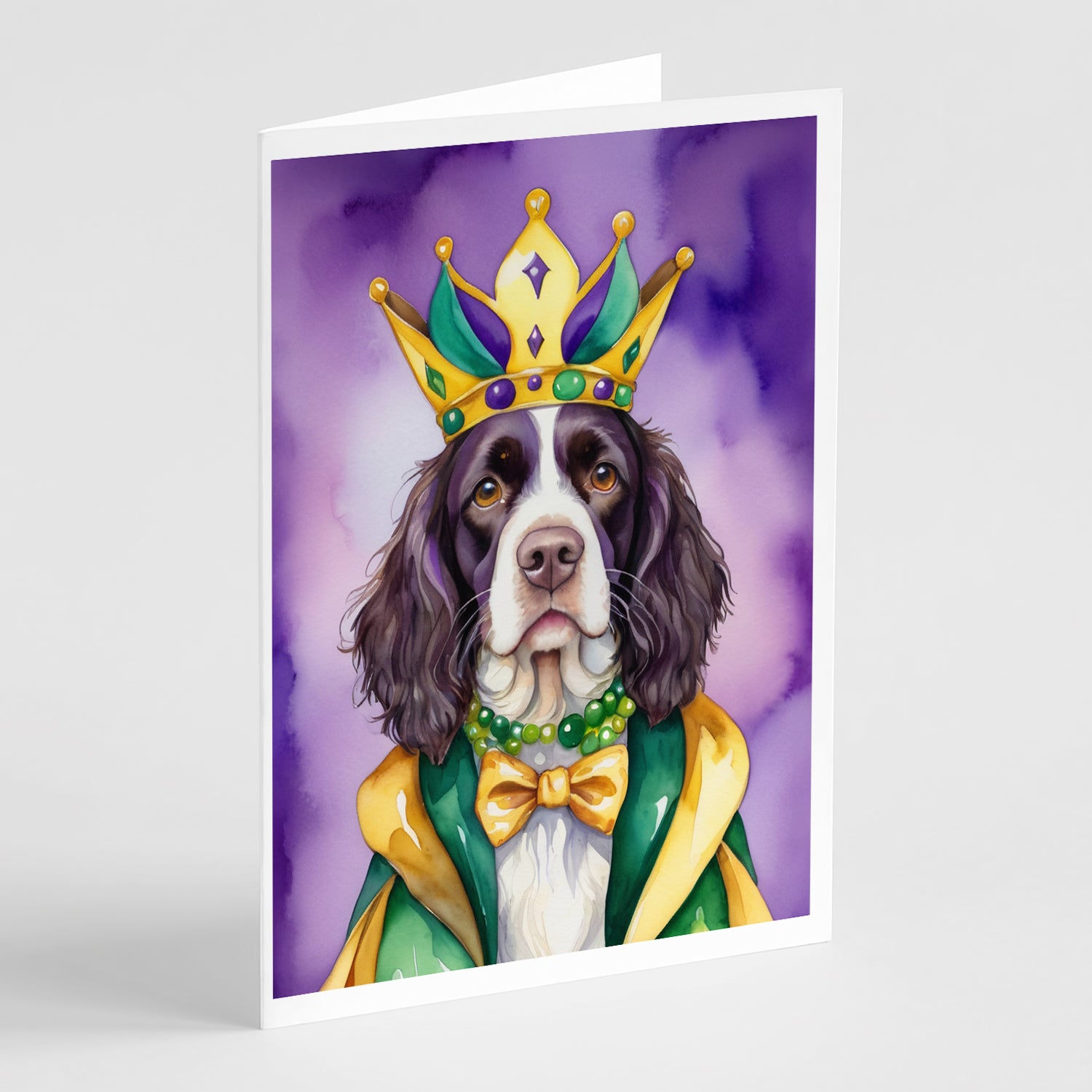 Buy this English Springer Spaniel King of Mardi Gras Greeting Cards Pack of 8