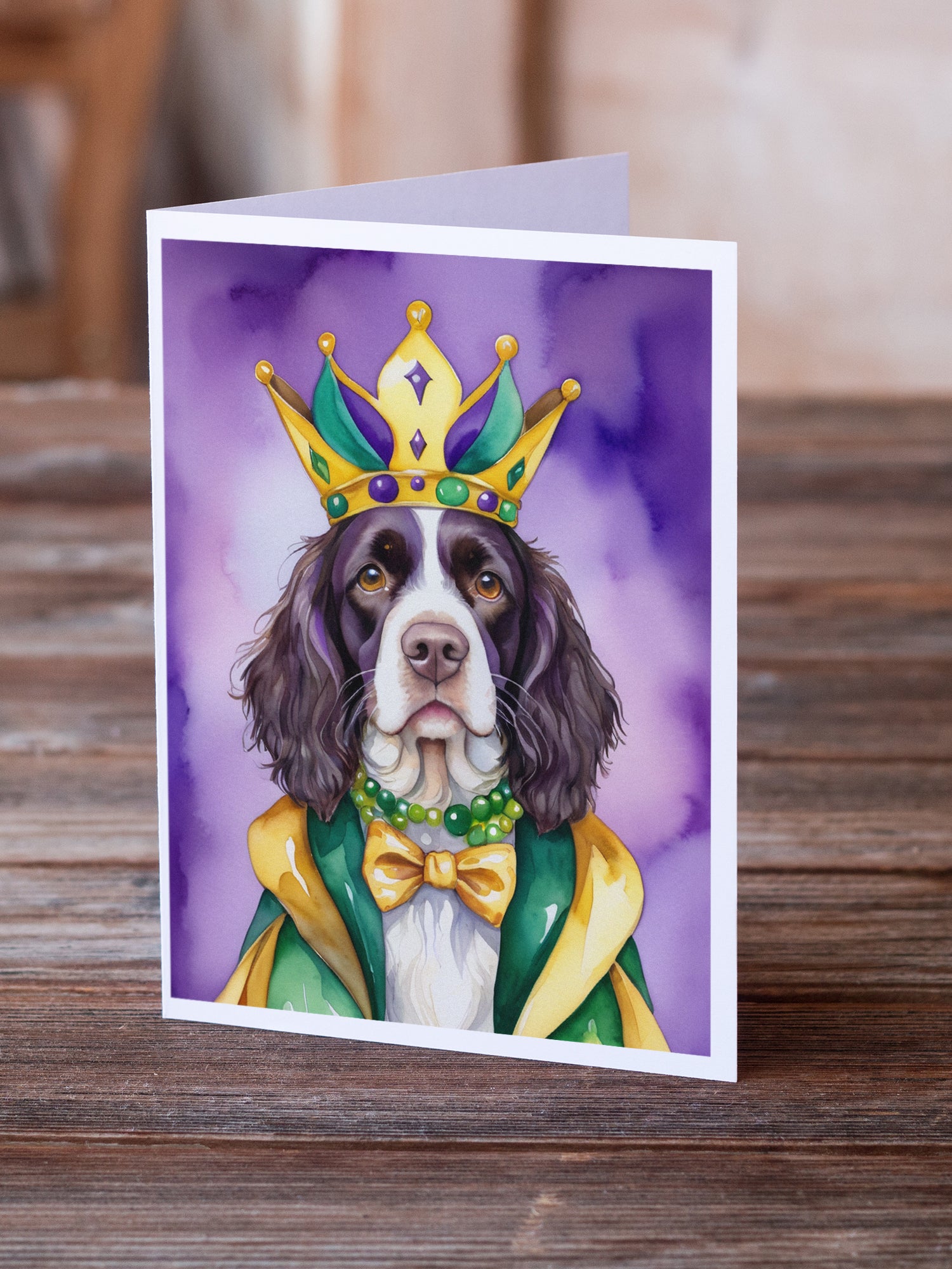 Buy this English Springer Spaniel King of Mardi Gras Greeting Cards Pack of 8