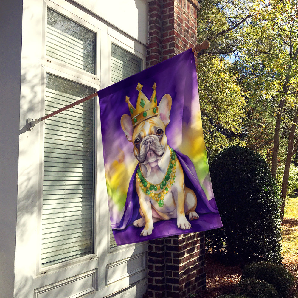 French Bulldog King of Mardi Gras House Flag