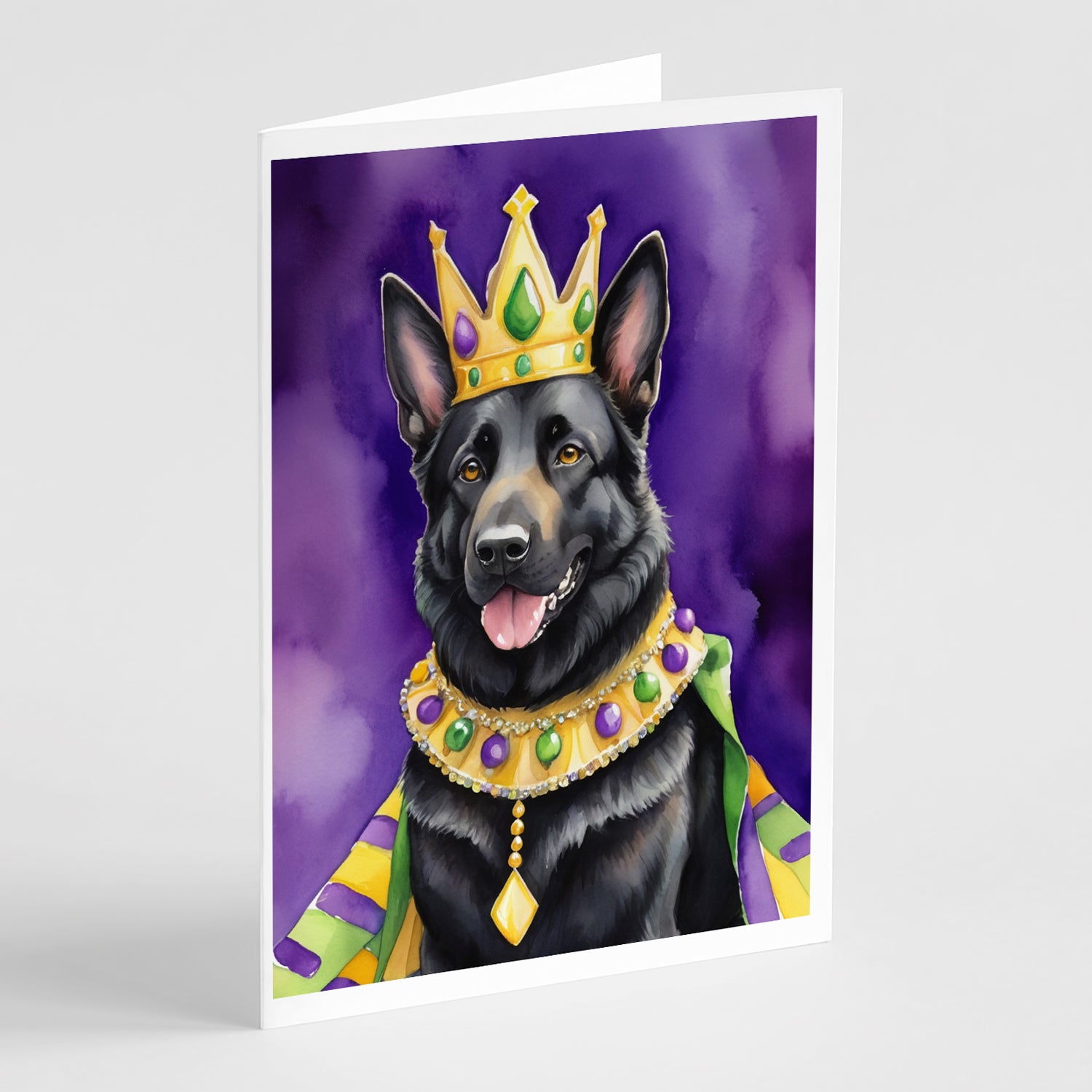 Buy this Black German Shepherd King of Mardi Gras Greeting Cards Pack of 8