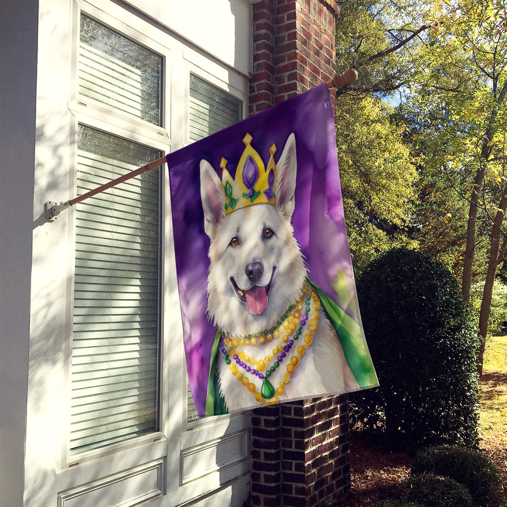 Buy this White German Shepherd King of Mardi Gras House Flag