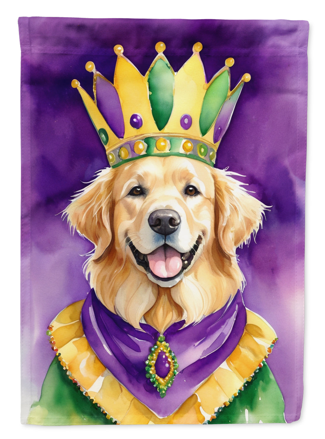 Buy this Golden Retriever King of Mardi Gras Garden Flag
