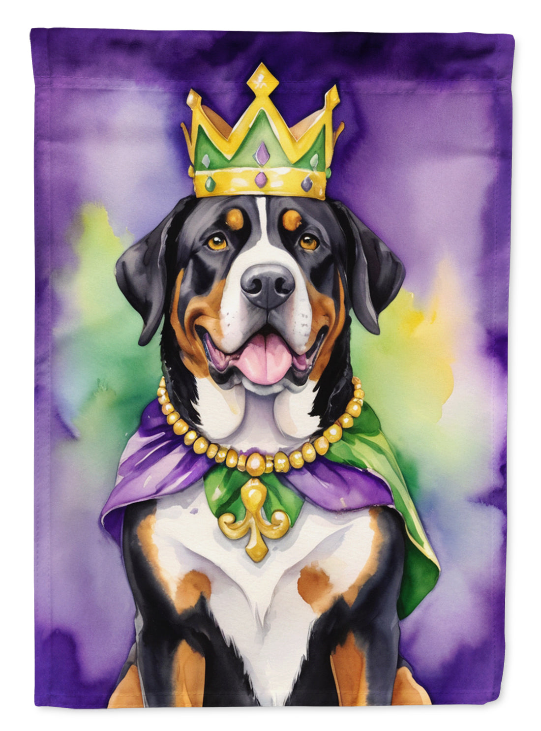 Buy this Greater Swiss Mountain Dog King of Mardi Gras House Flag