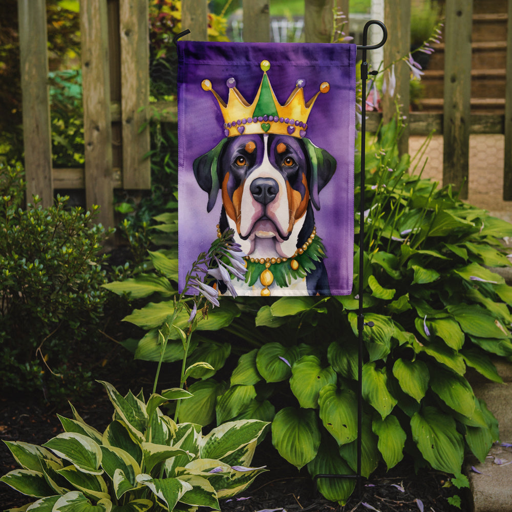 Buy this Greater Swiss Mountain Dog King of Mardi Gras Garden Flag