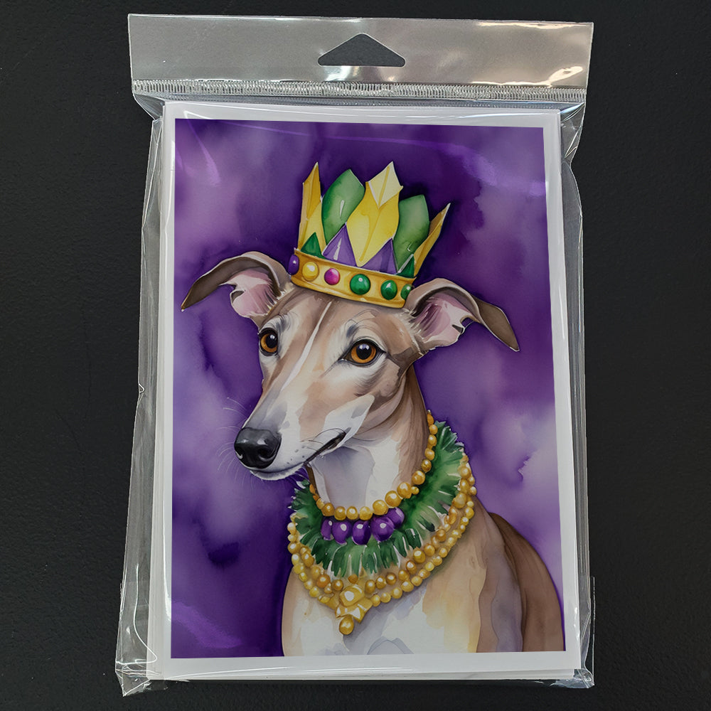 Greyhound King of Mardi Gras Greeting Cards Pack of 8