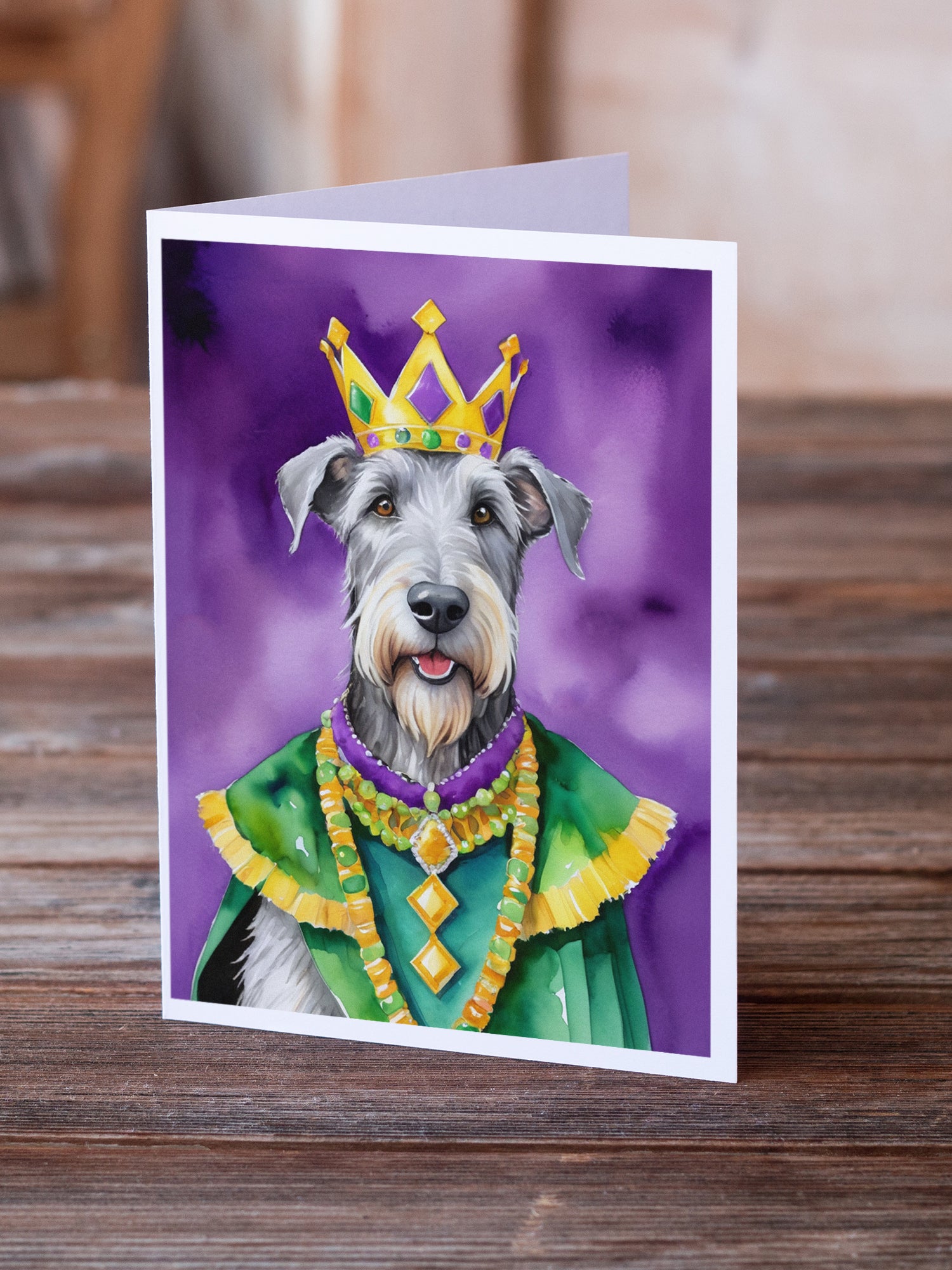 Buy this Irish Wolfhound King of Mardi Gras Greeting Cards Pack of 8