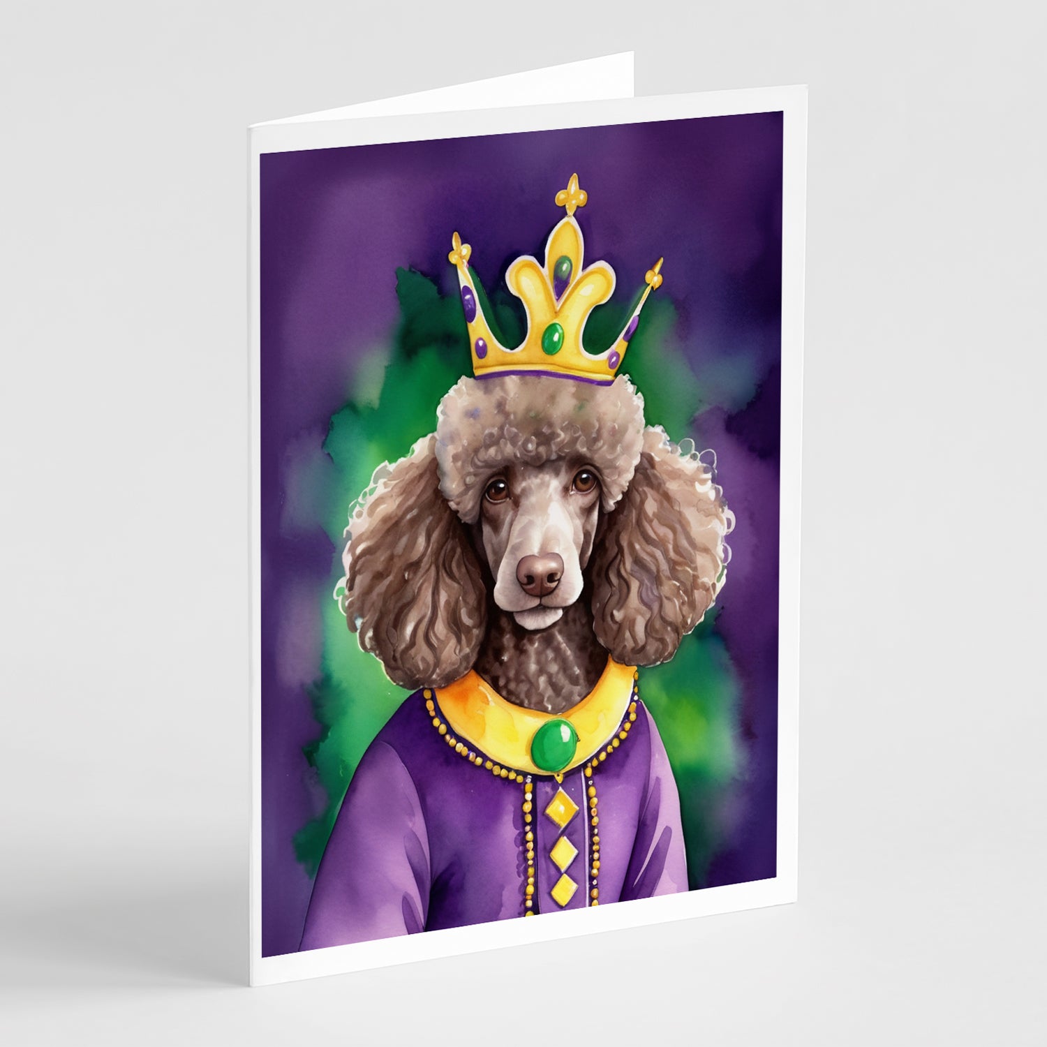 Buy this Chocolate Poodle King of Mardi Gras Greeting Cards Pack of 8