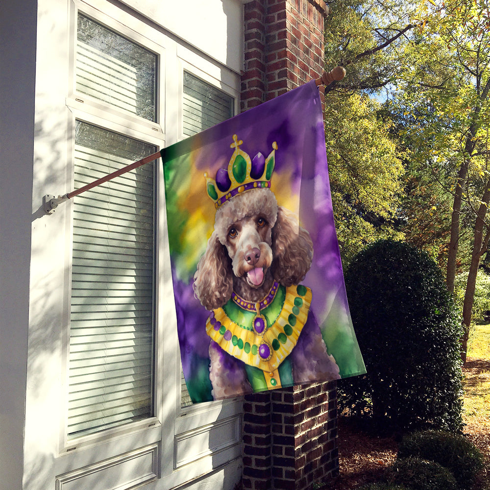 Chocolate Poodle King of Mardi Gras House Flag