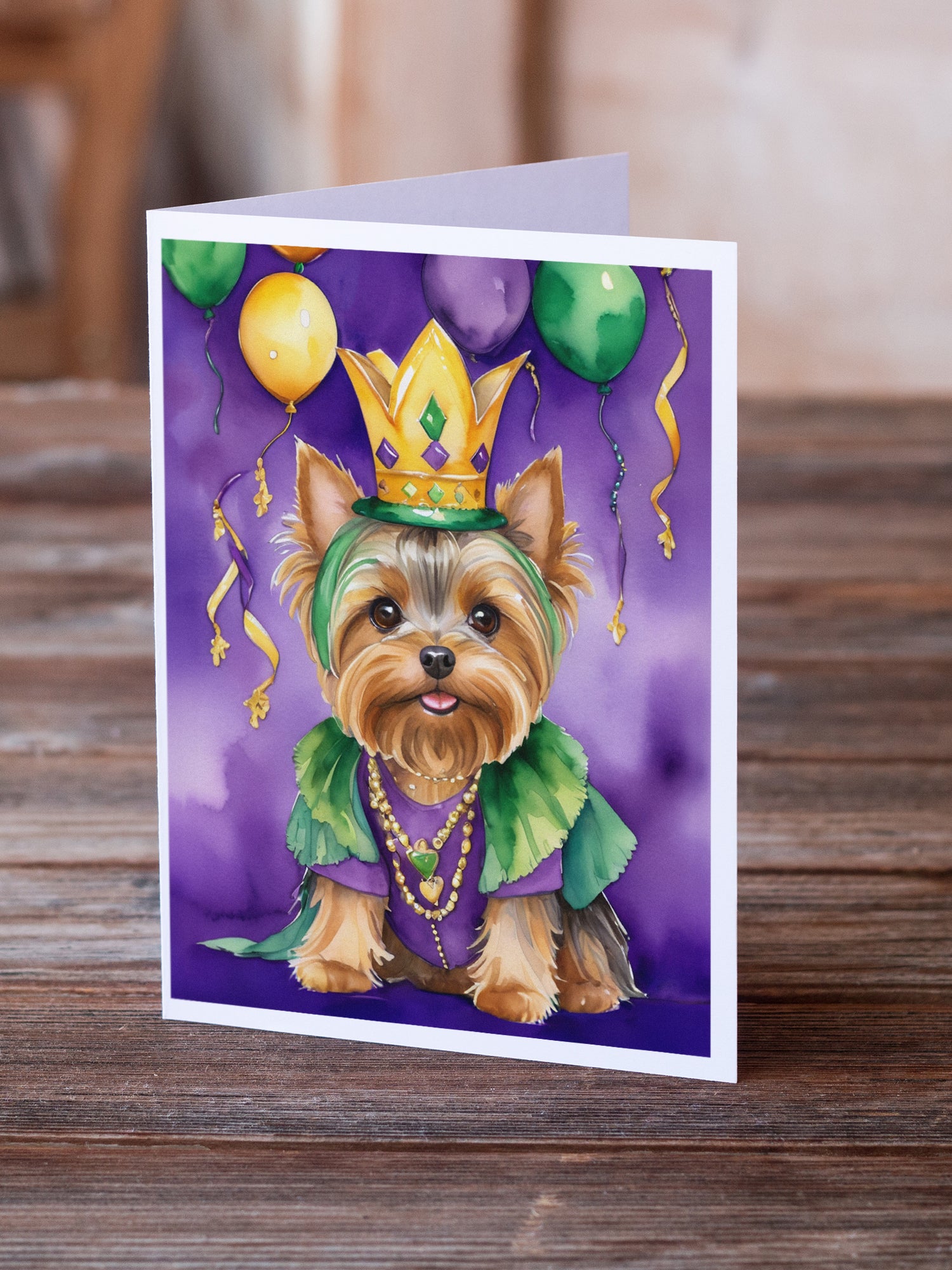 Buy this Yorkshire Terrier King of Mardi Gras Greeting Cards Pack of 8
