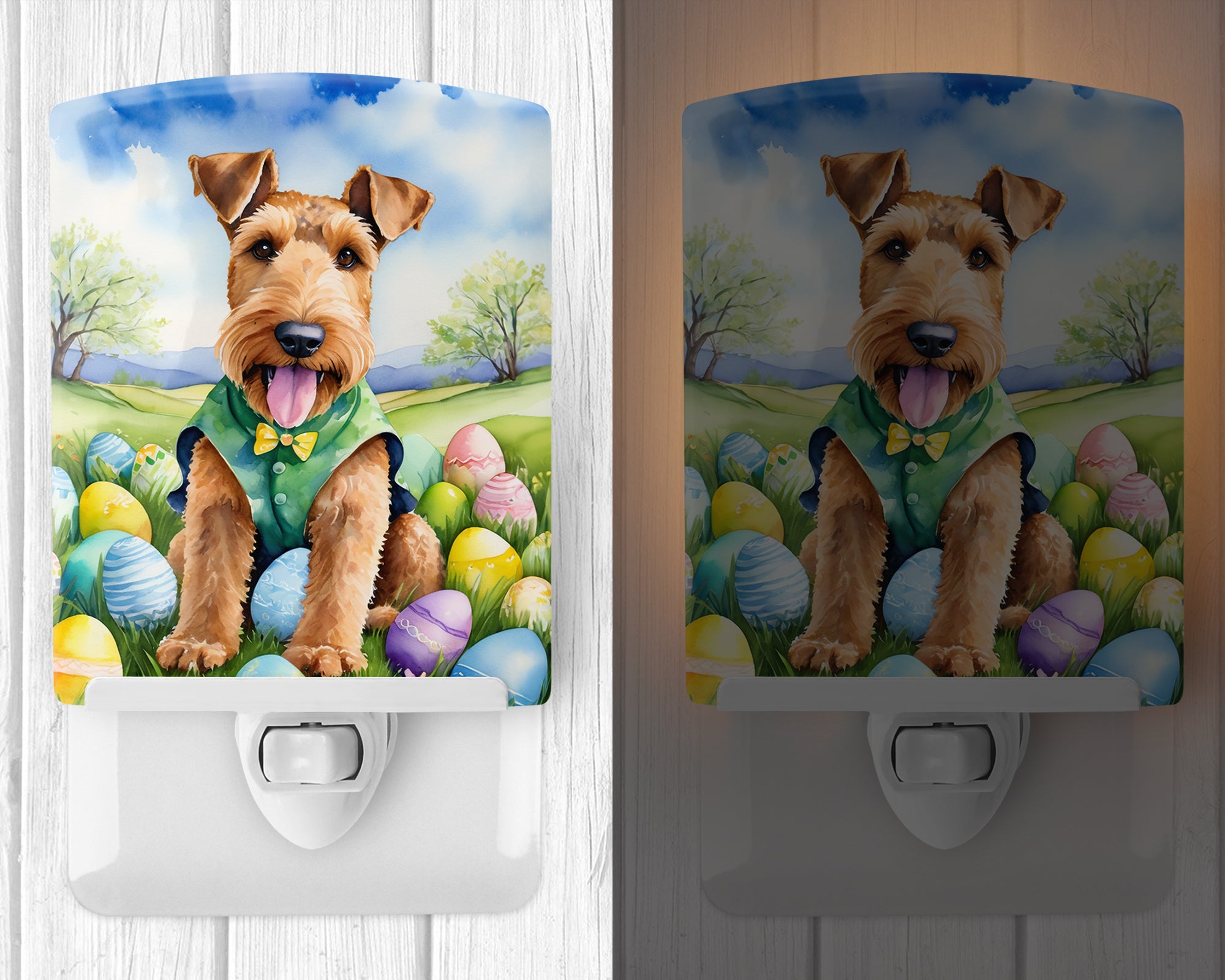Airedale Terrier Easter Egg Hunt Ceramic Night Light