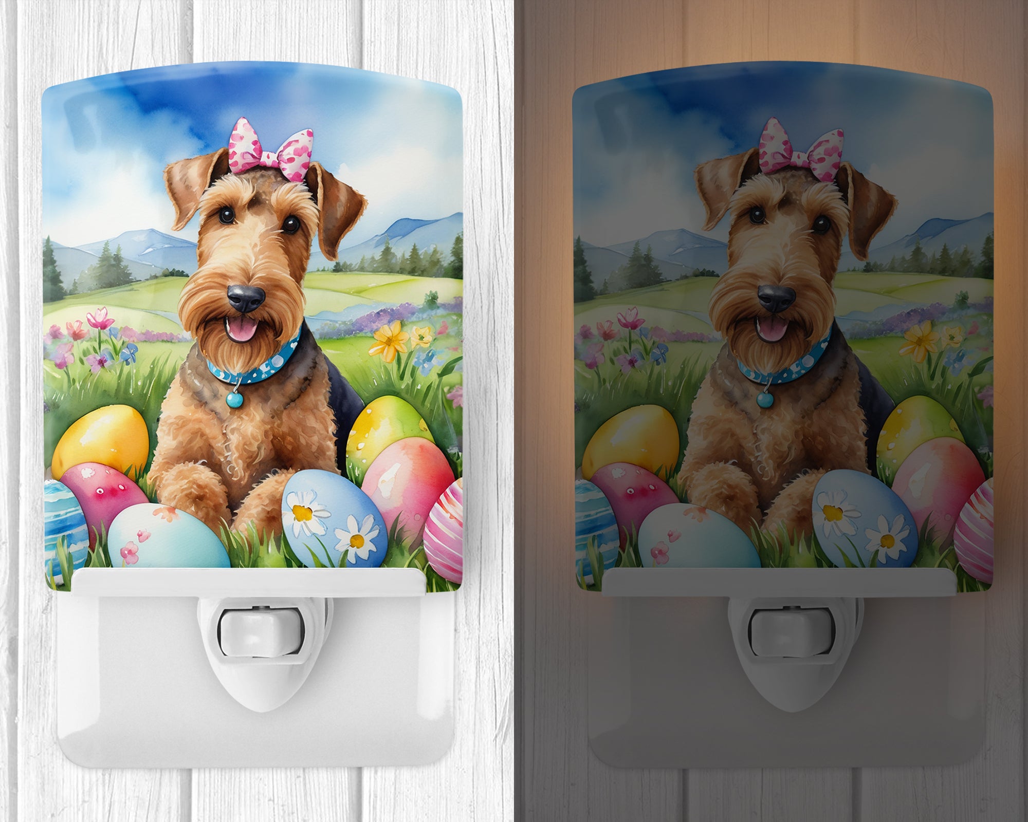 Buy this Airedale Terrier Easter Egg Hunt Ceramic Night Light