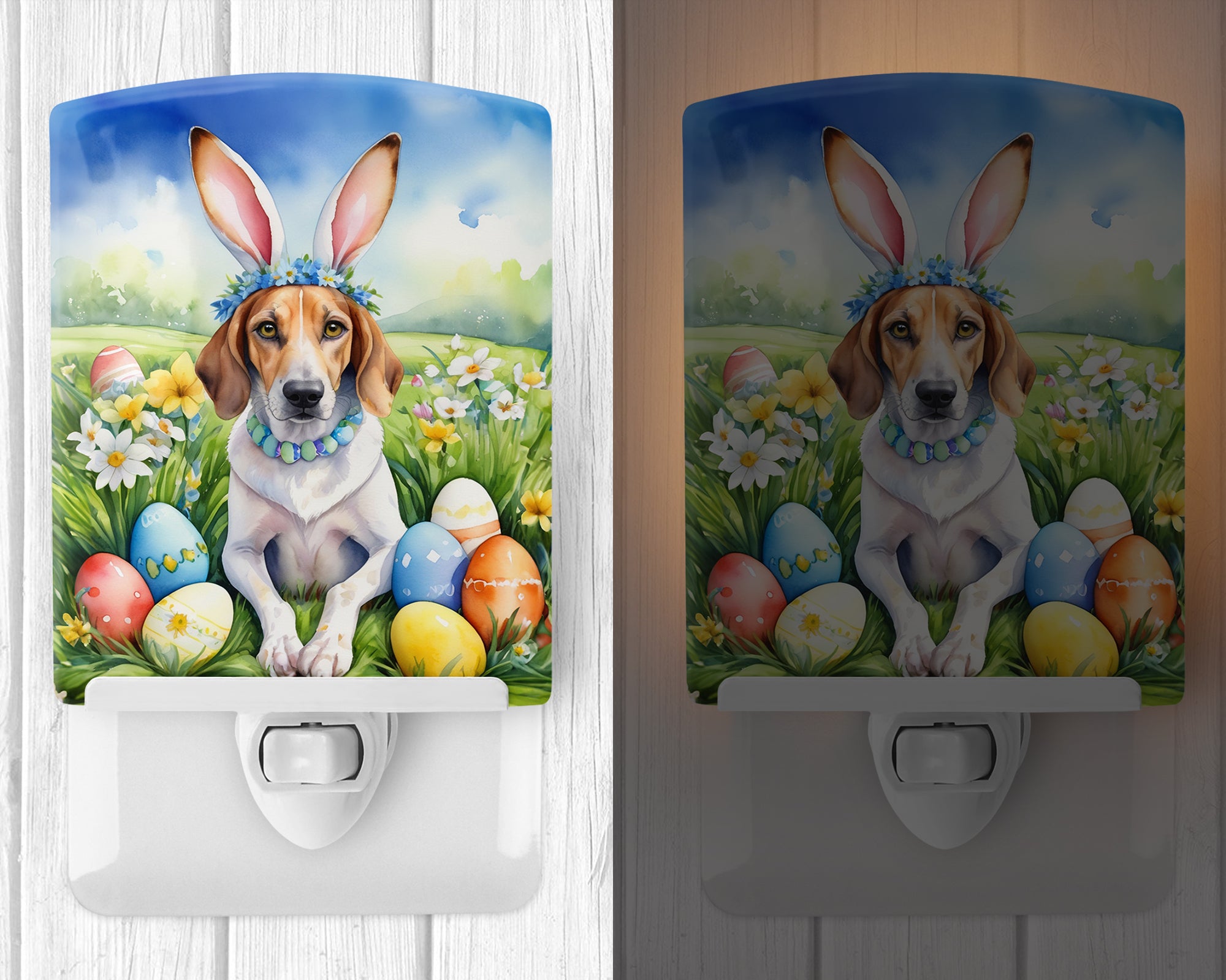 American Foxhound Easter Egg Hunt Ceramic Night Light