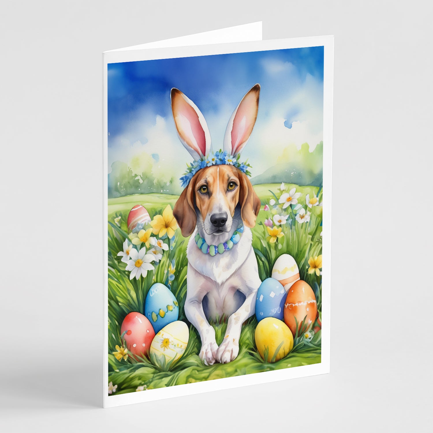 Buy this American Foxhound Easter Egg Hunt Greeting Cards Pack of 8