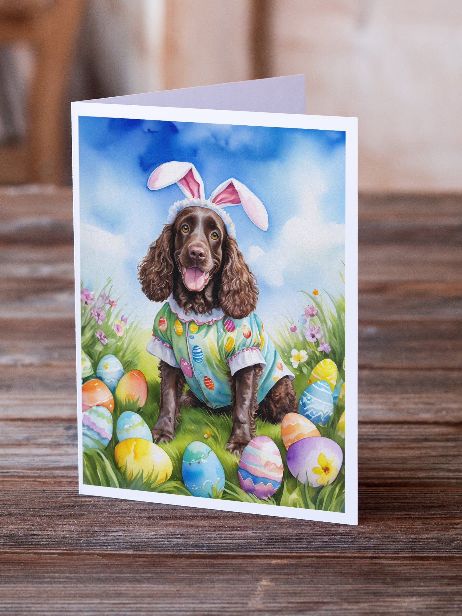 American Water Spaniel Easter Egg Hunt Greeting Cards Pack of 8