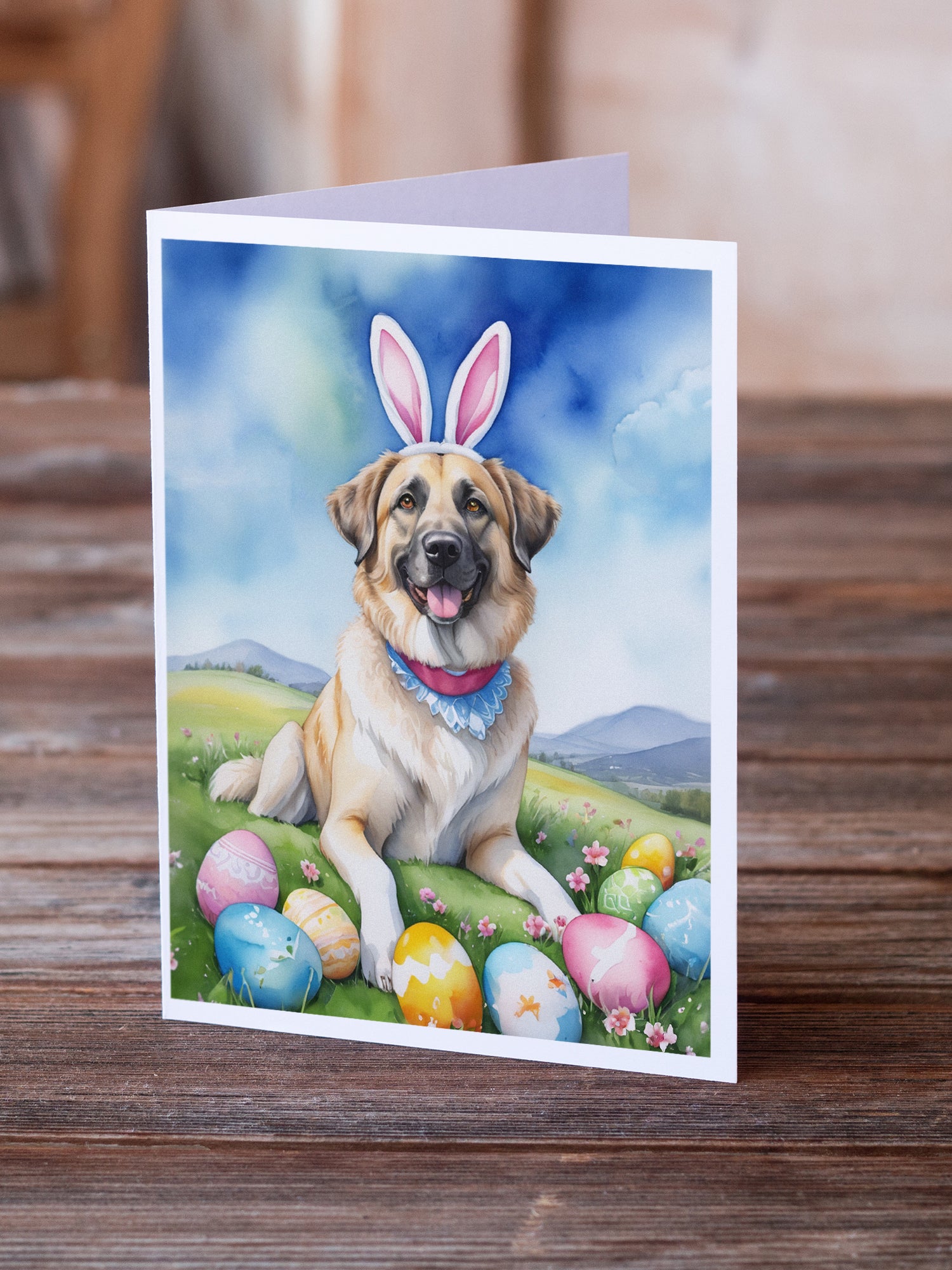 Buy this Anatolian Shepherd Dog Easter Egg Hunt Greeting Cards Pack of 8