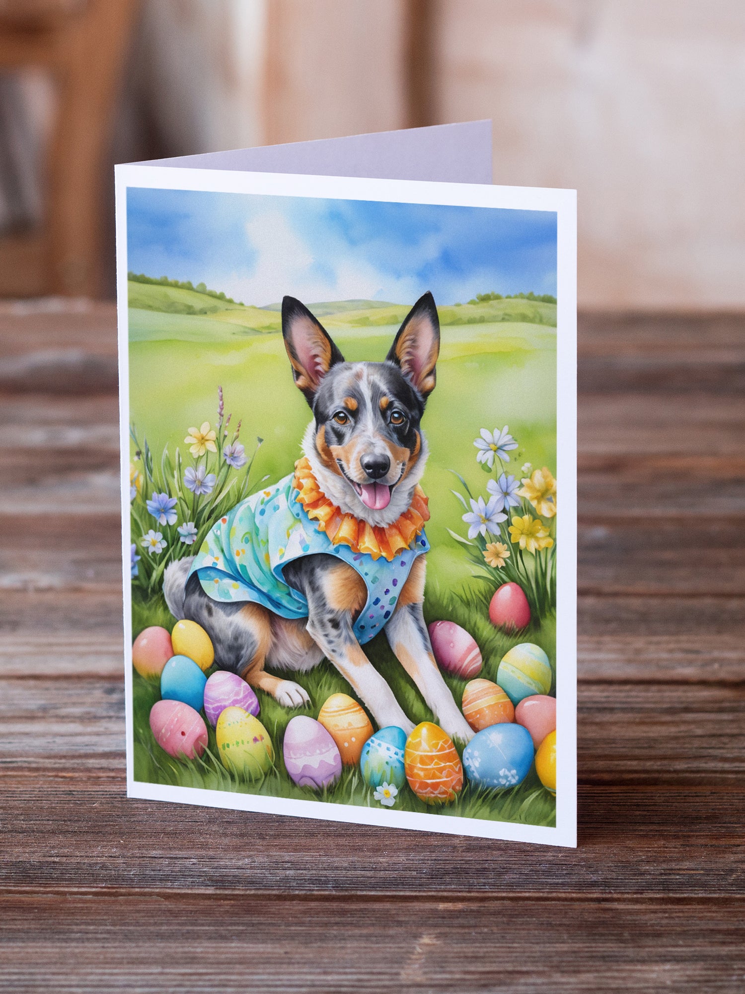 Buy this Australian Cattle Dog Easter Egg Hunt Greeting Cards Pack of 8