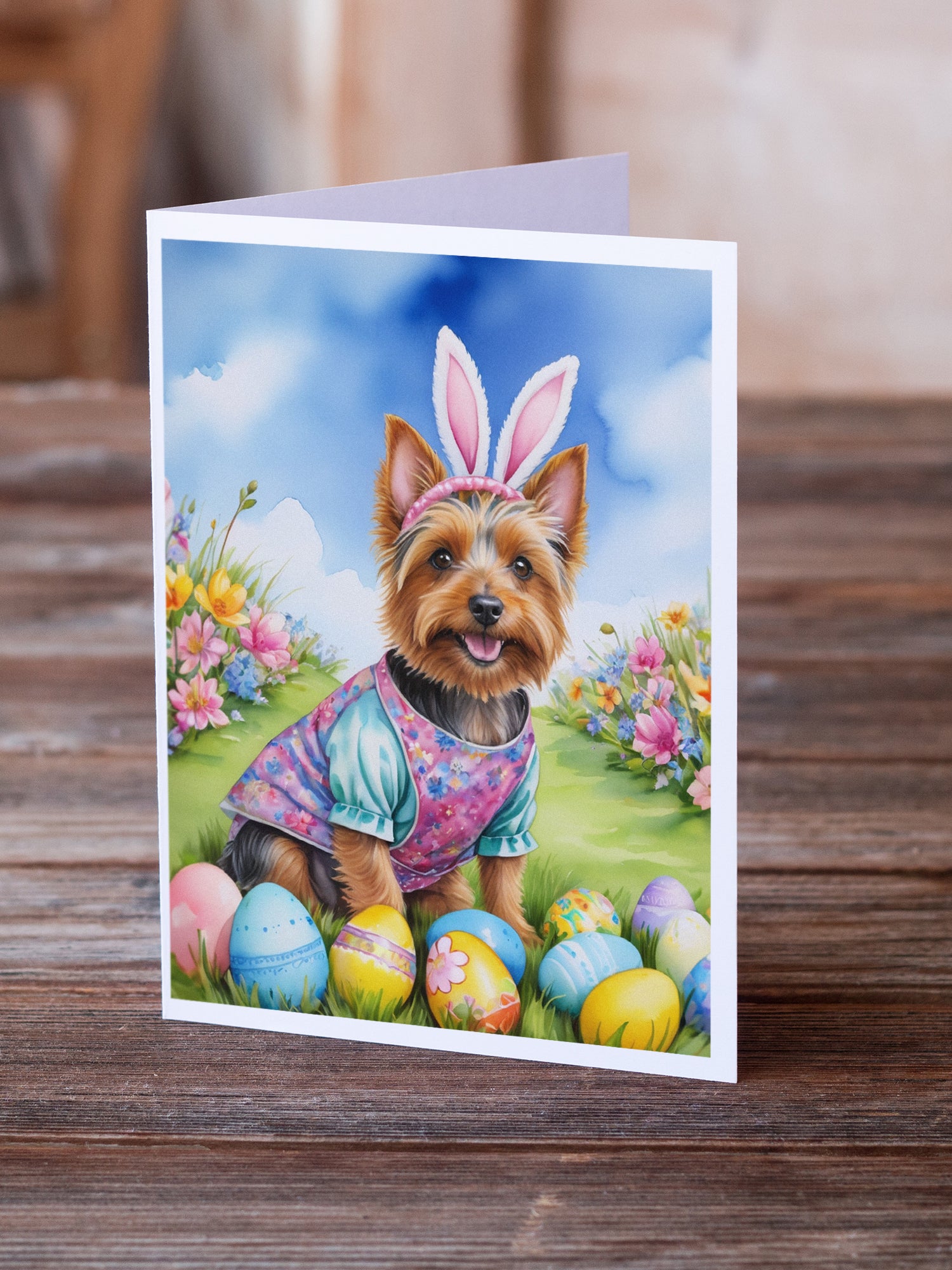 Australian Terrier Easter Egg Hunt Greeting Cards Pack of 8