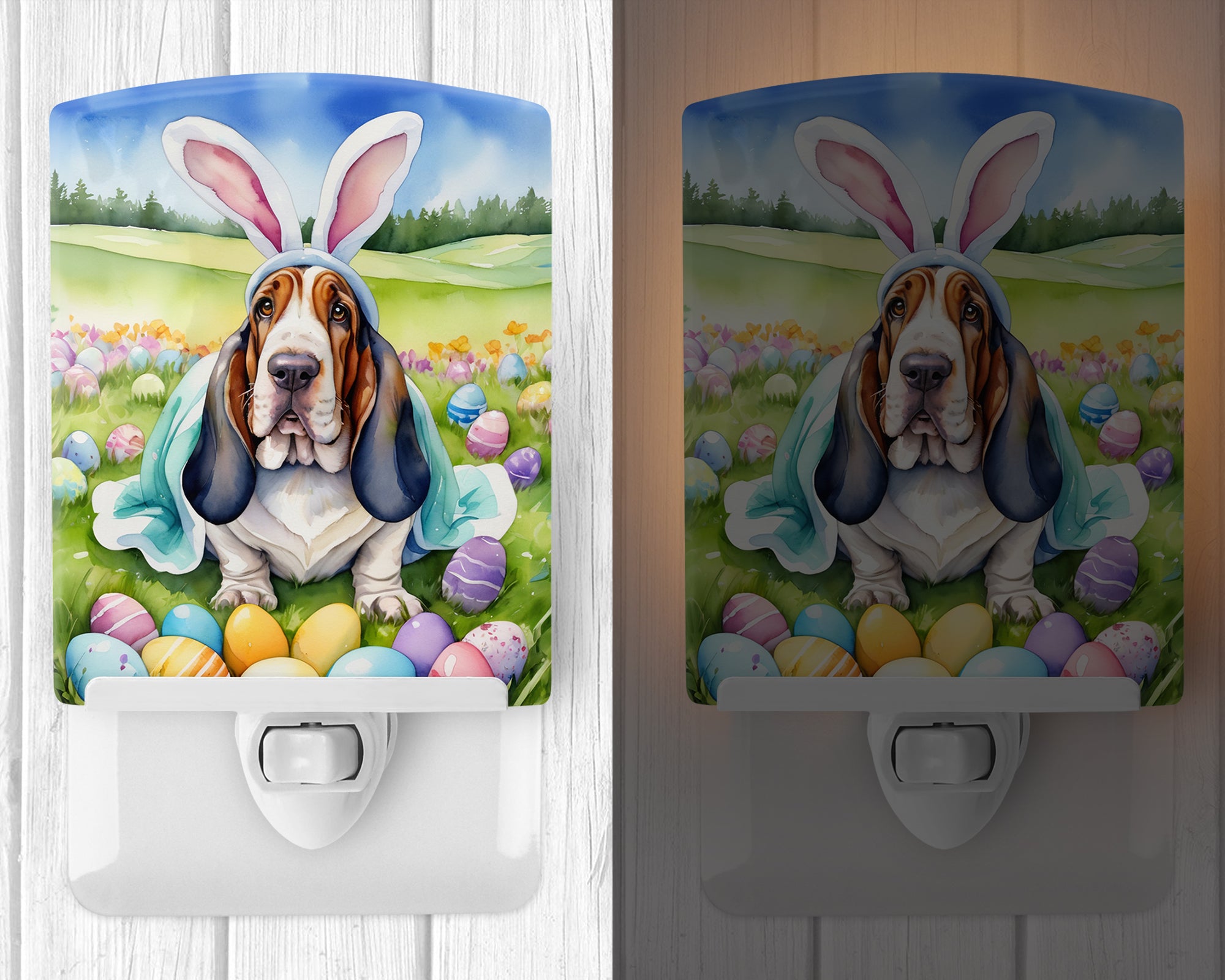 Buy this Basset Hound Easter Egg Hunt Ceramic Night Light