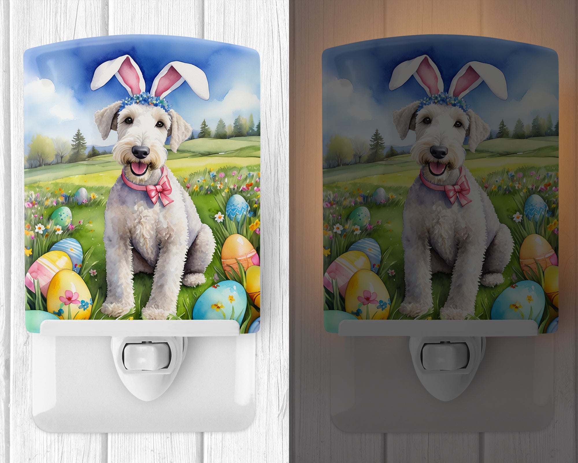 Bedlington Terrier Easter Egg Hunt Ceramic Night Light