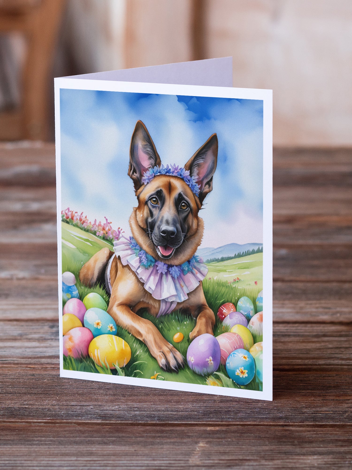Belgian Malinois Easter Egg Hunt Greeting Cards Pack of 8