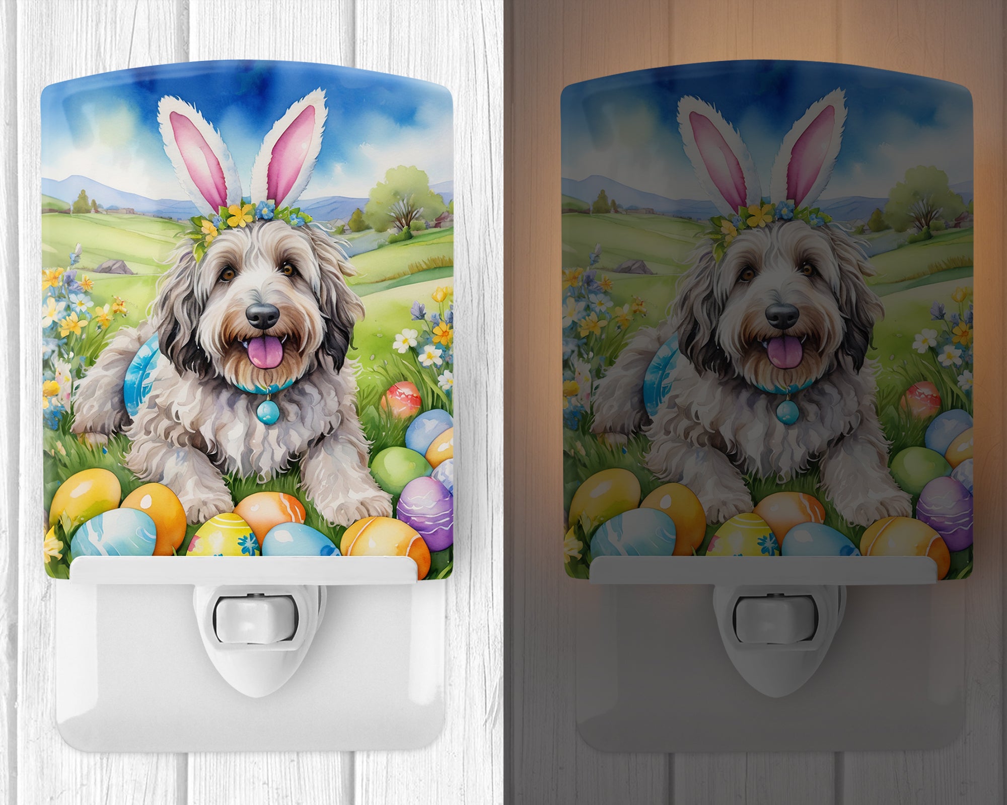 Buy this Bergamasco Sheepdog Easter Egg Hunt Ceramic Night Light